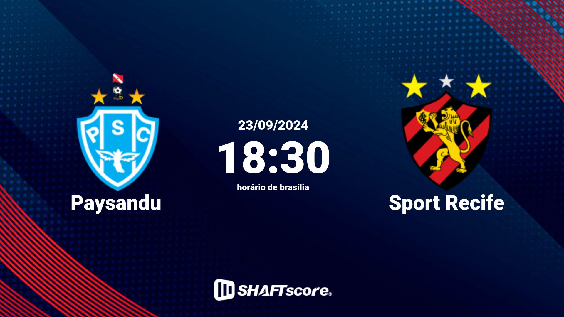 Estatísticas do jogo Paysandu vs Sport Recife 23.09 18:30