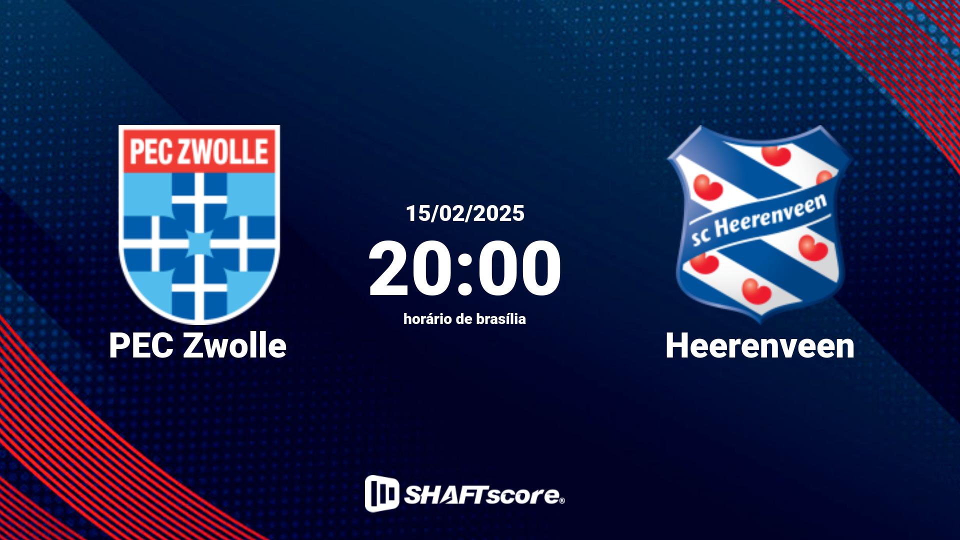 Estatísticas do jogo PEC Zwolle vs Heerenveen 15.02 20:00