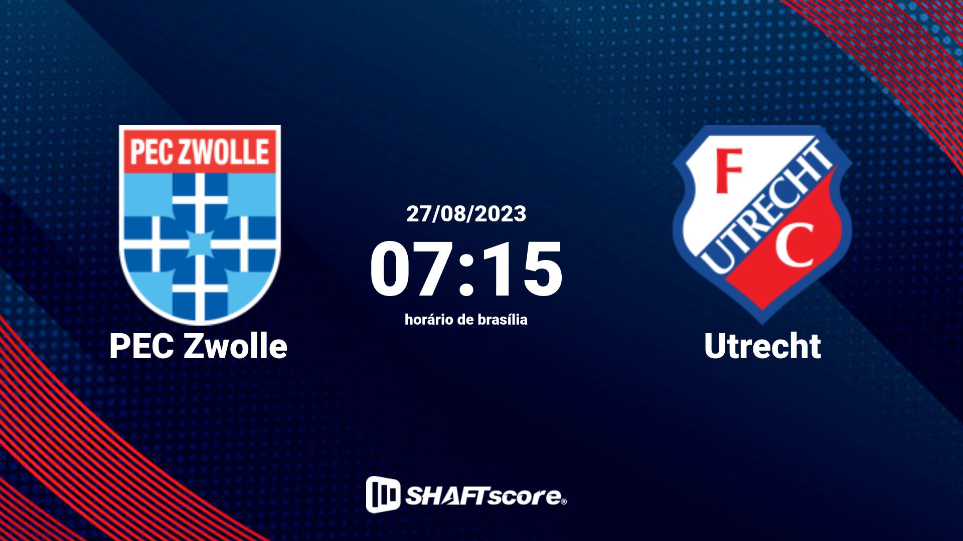 Estatísticas do jogo PEC Zwolle vs Utrecht 27.08 07:15