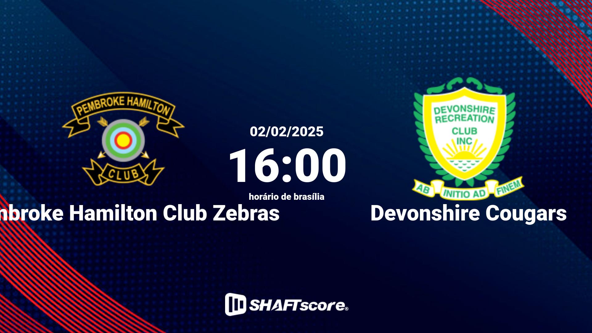 Estatísticas do jogo Pembroke Hamilton Club Zebras vs Devonshire Cougars 02.02 16:00