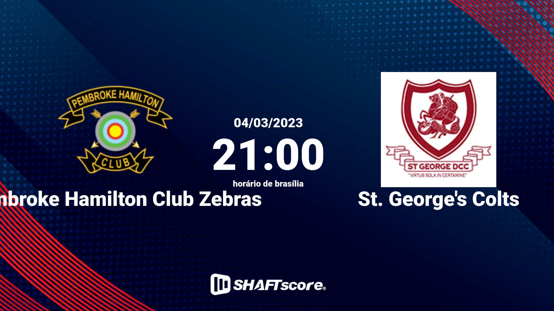 Estatísticas do jogo Pembroke Hamilton Club Zebras vs St. George's Colts 04.03 21:00