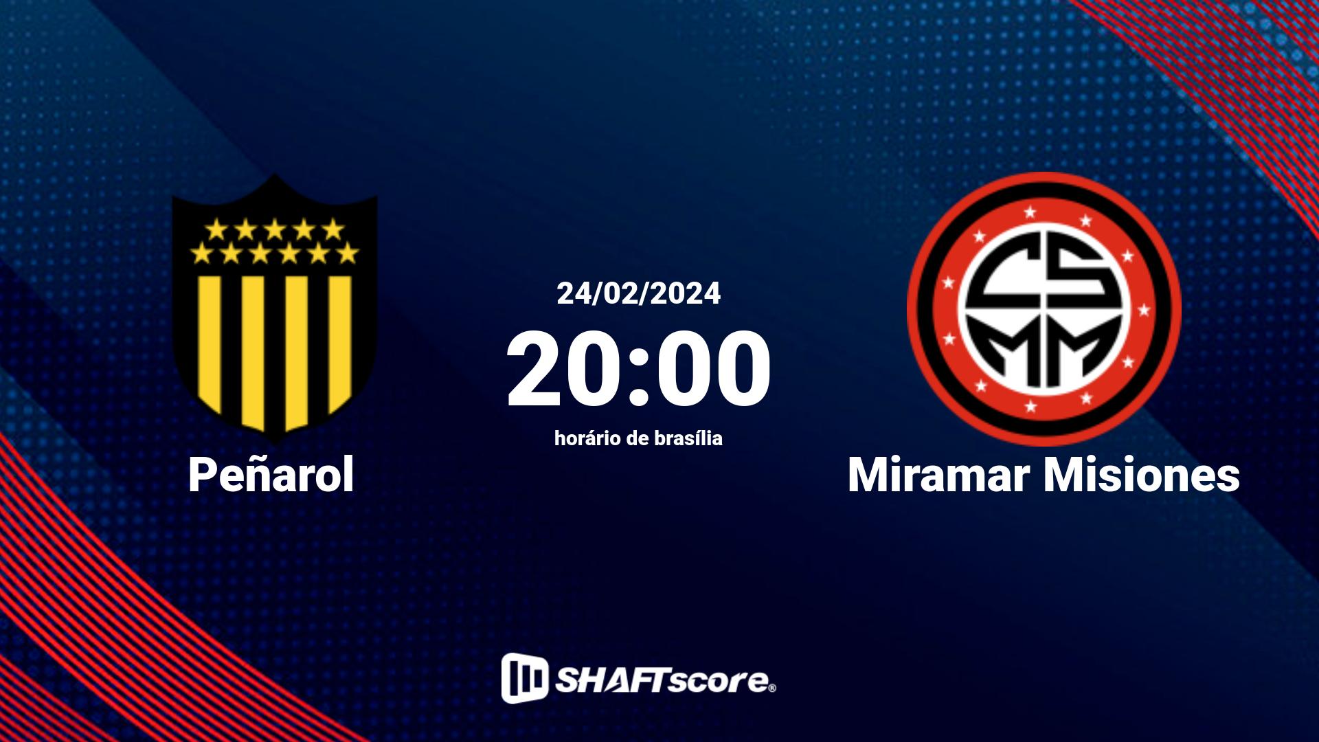 Estatísticas do jogo Peñarol vs Miramar Misiones 24.02 20:00