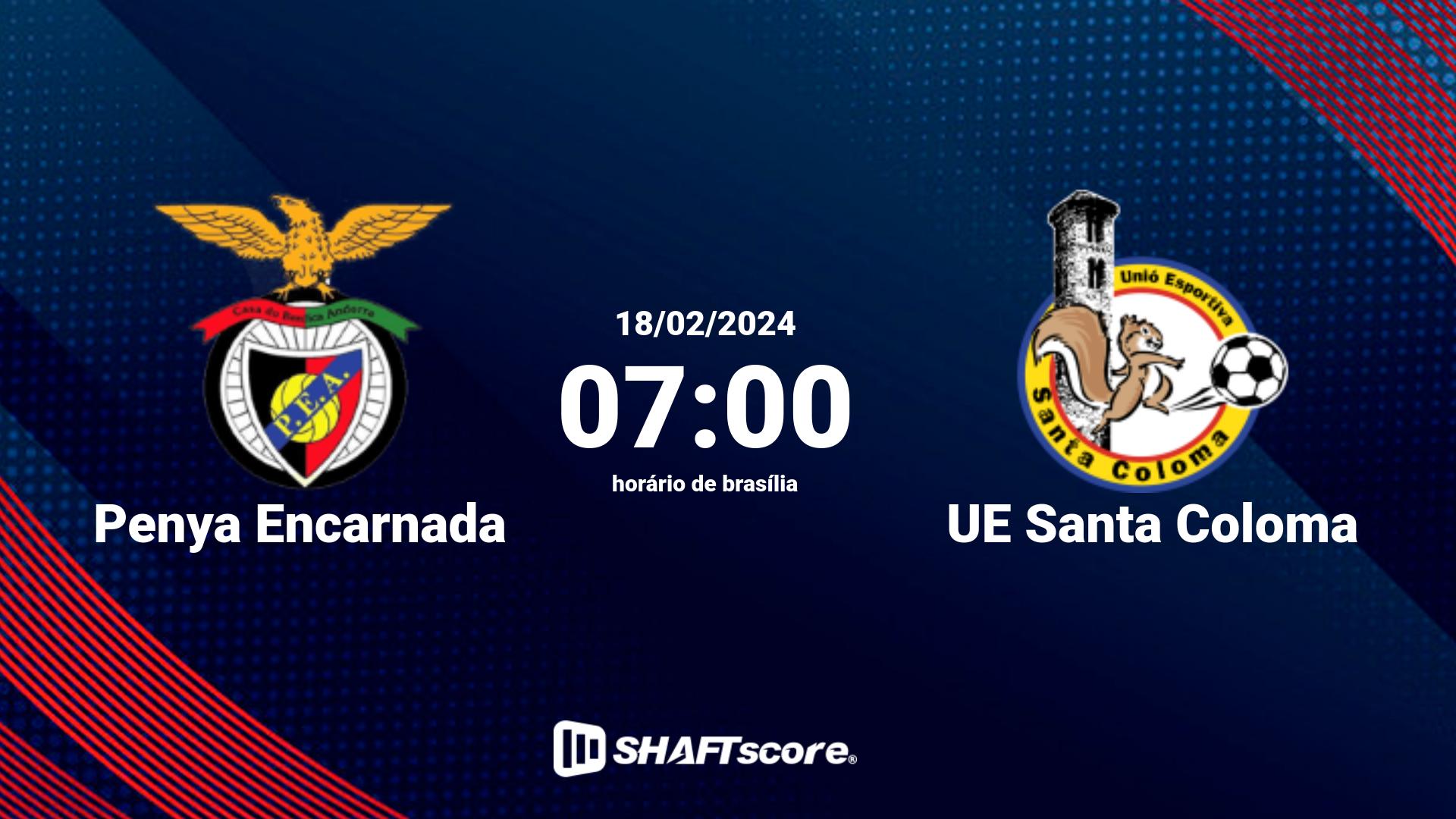 Estatísticas do jogo Penya Encarnada vs UE Santa Coloma 18.02 07:00