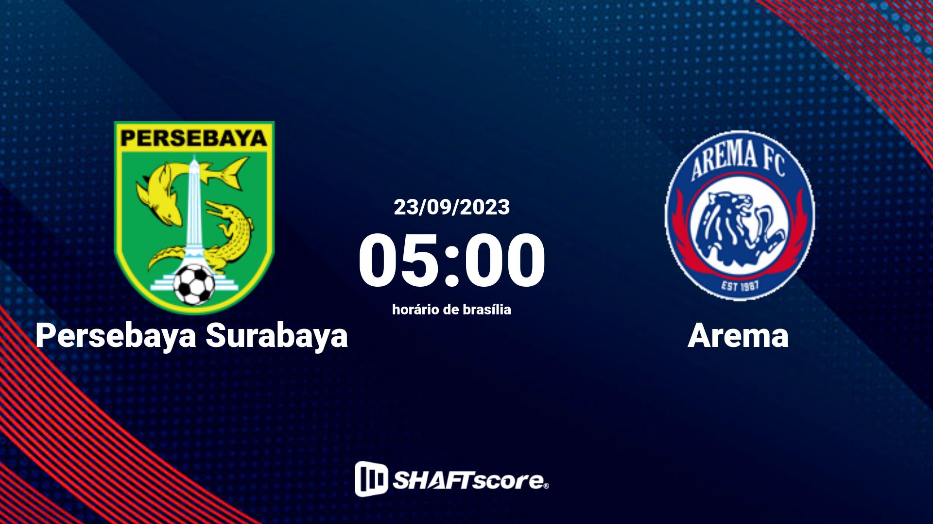 Estatísticas do jogo Persebaya Surabaya vs Arema 23.09 05:00