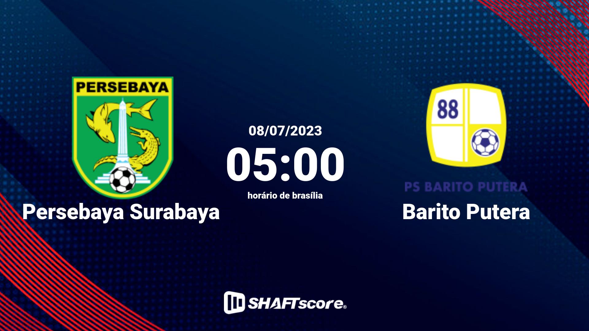 Estatísticas do jogo Persebaya Surabaya vs Barito Putera 08.07 05:00