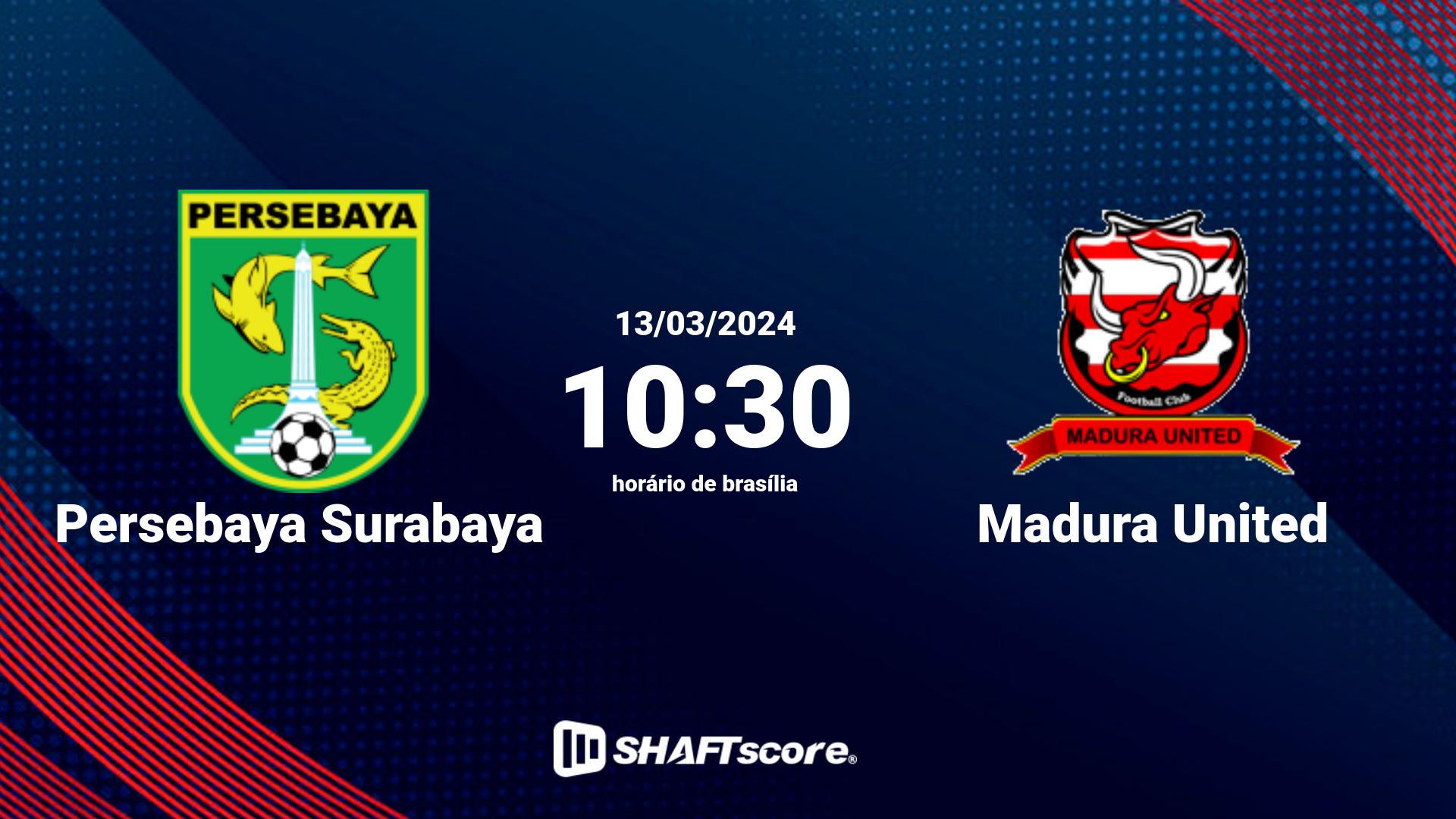 Estatísticas do jogo Persebaya Surabaya vs Madura United 13.03 10:30