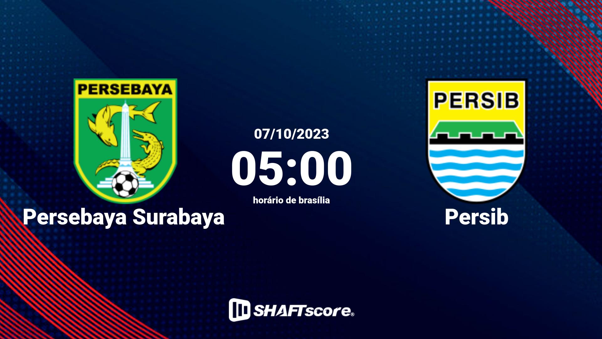 Estatísticas do jogo Persebaya Surabaya vs Persib 07.10 05:00