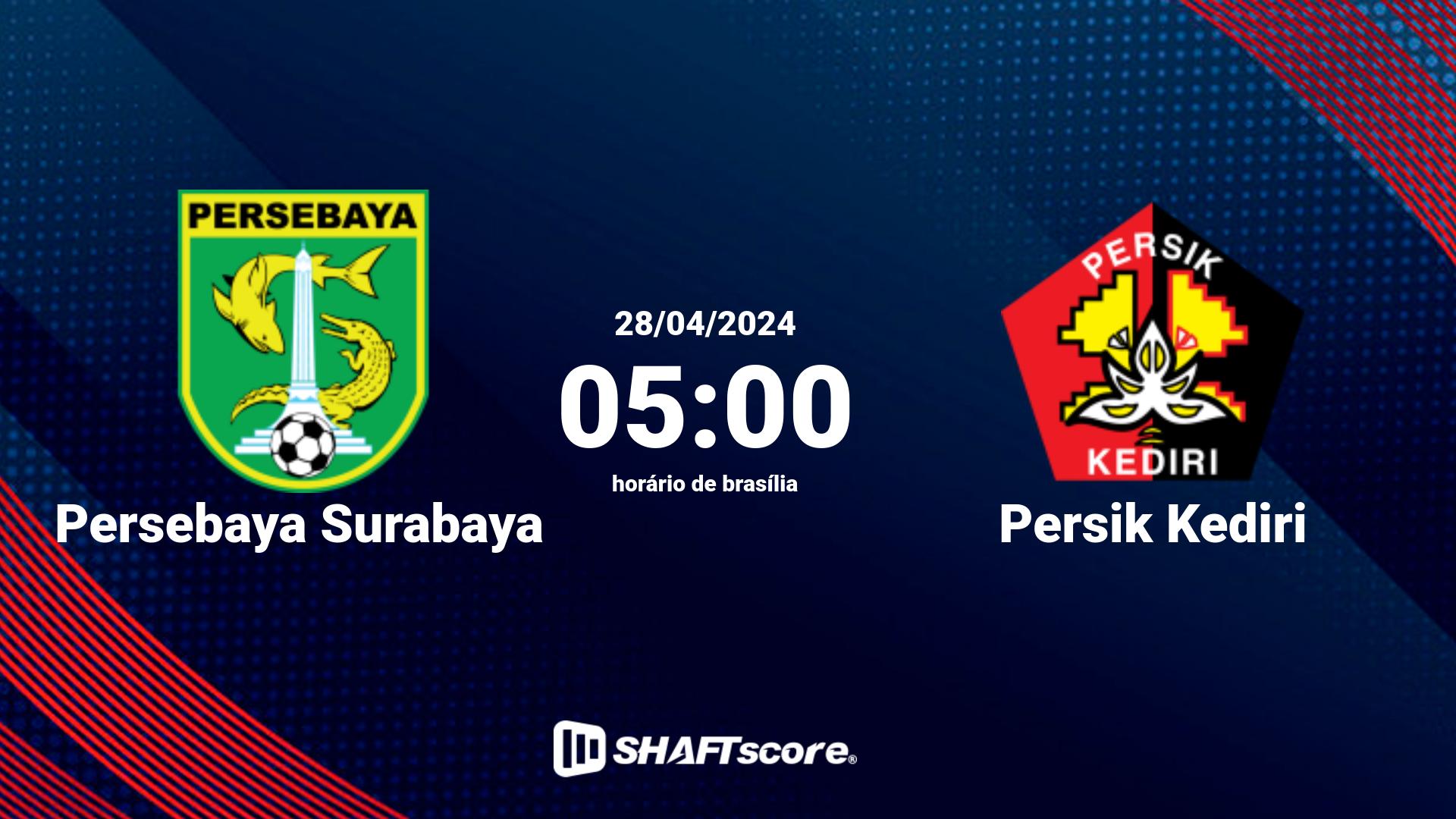 Estatísticas do jogo Persebaya Surabaya vs Persik Kediri 28.04 05:00