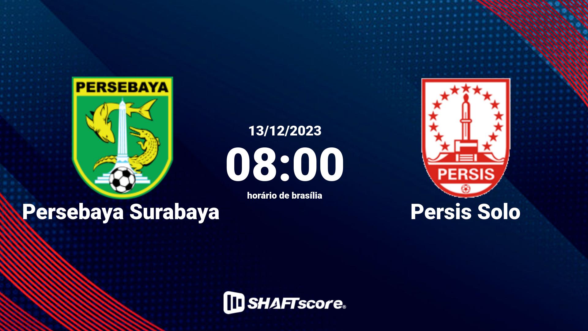 Estatísticas do jogo Persebaya Surabaya vs Persis Solo 13.12 08:00