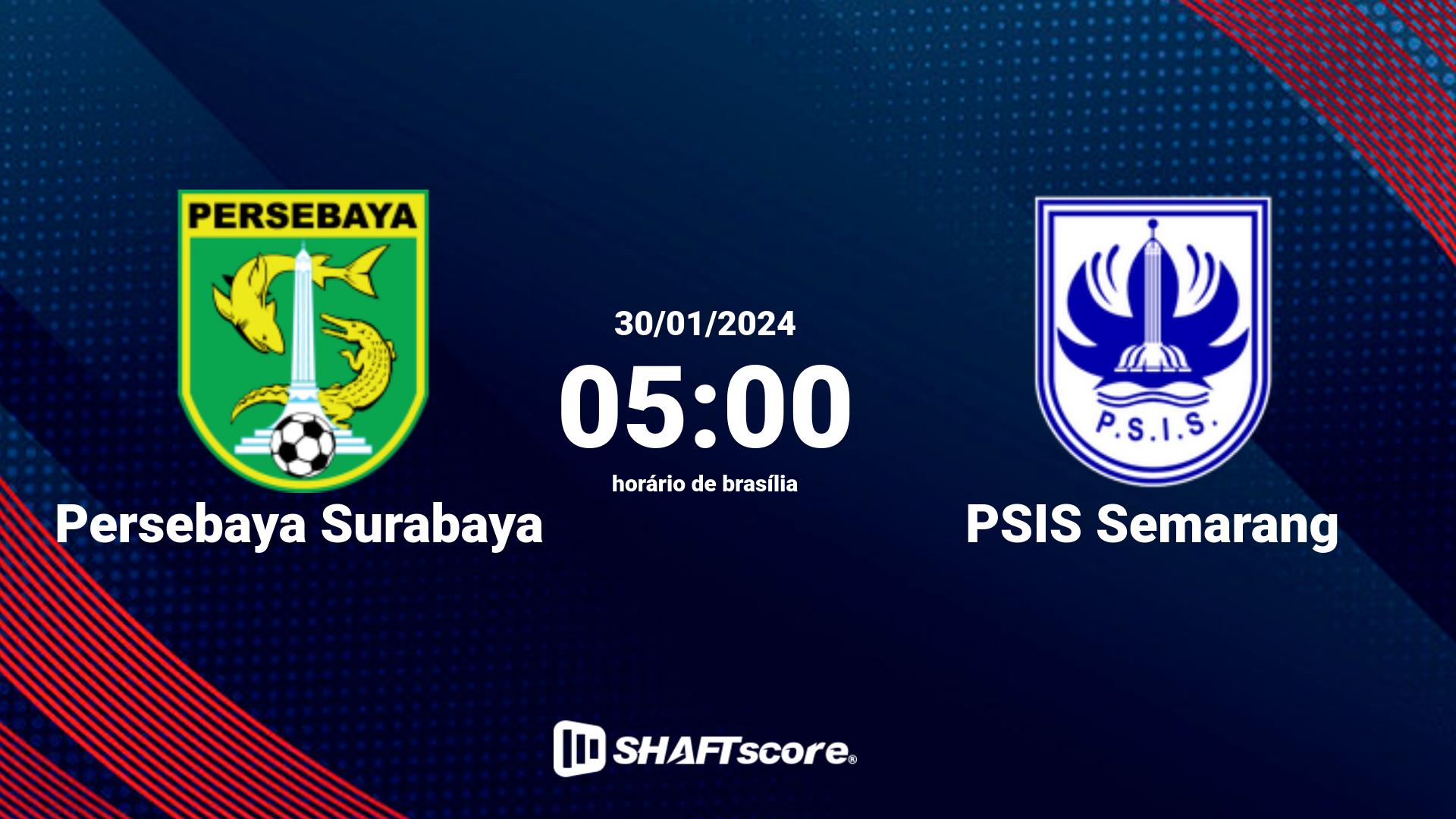 Estatísticas do jogo Persebaya Surabaya vs PSIS Semarang 30.01 05:00