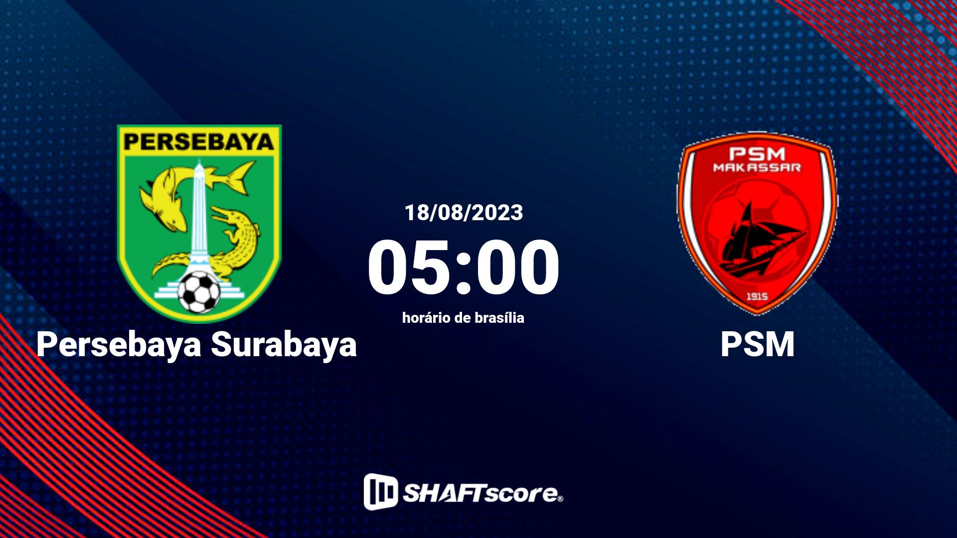 Estatísticas do jogo Persebaya Surabaya vs PSM 18.08 05:00