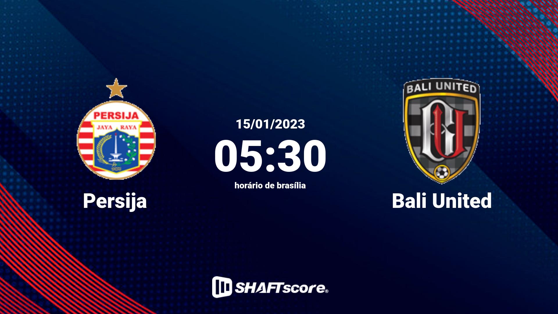 Estatísticas do jogo Persija vs Bali United 15.01 05:30