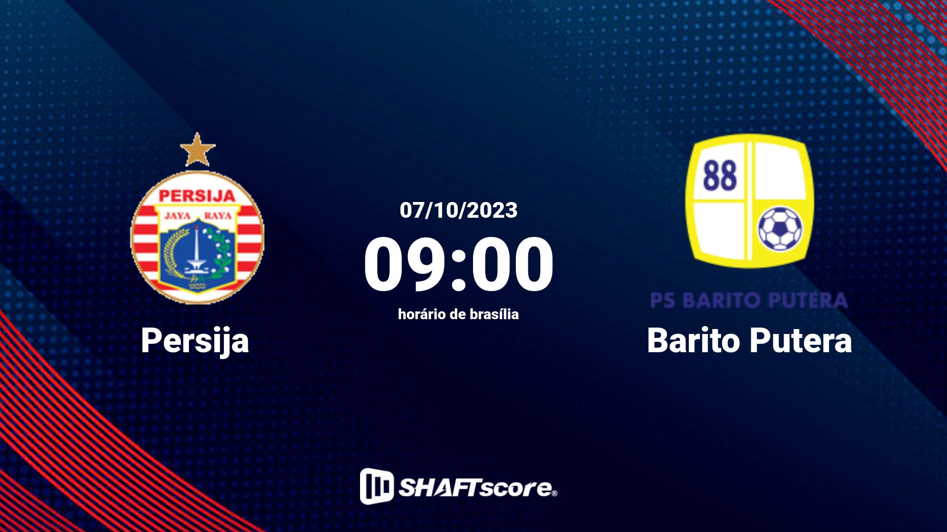 Estatísticas do jogo Persija vs Barito Putera 07.10 09:00