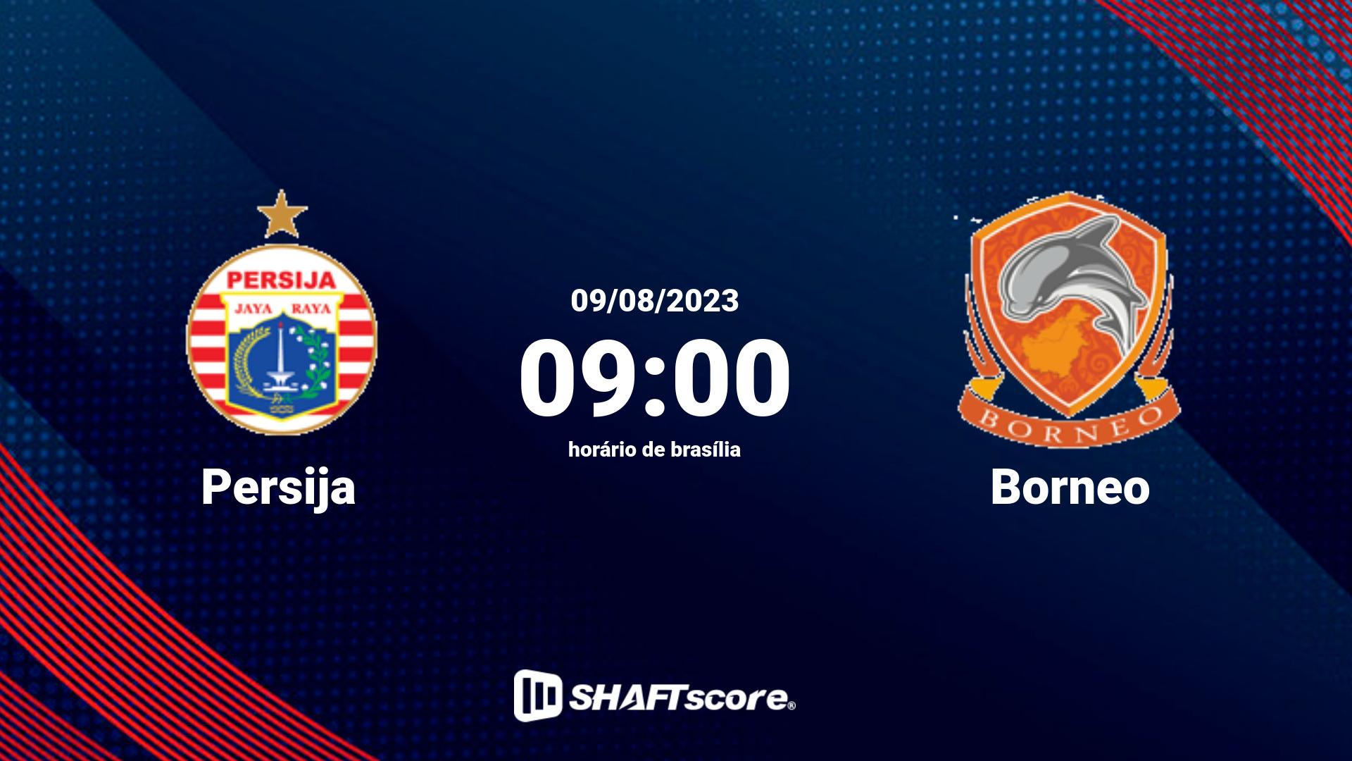 Estatísticas do jogo Persija vs Borneo 09.08 09:00