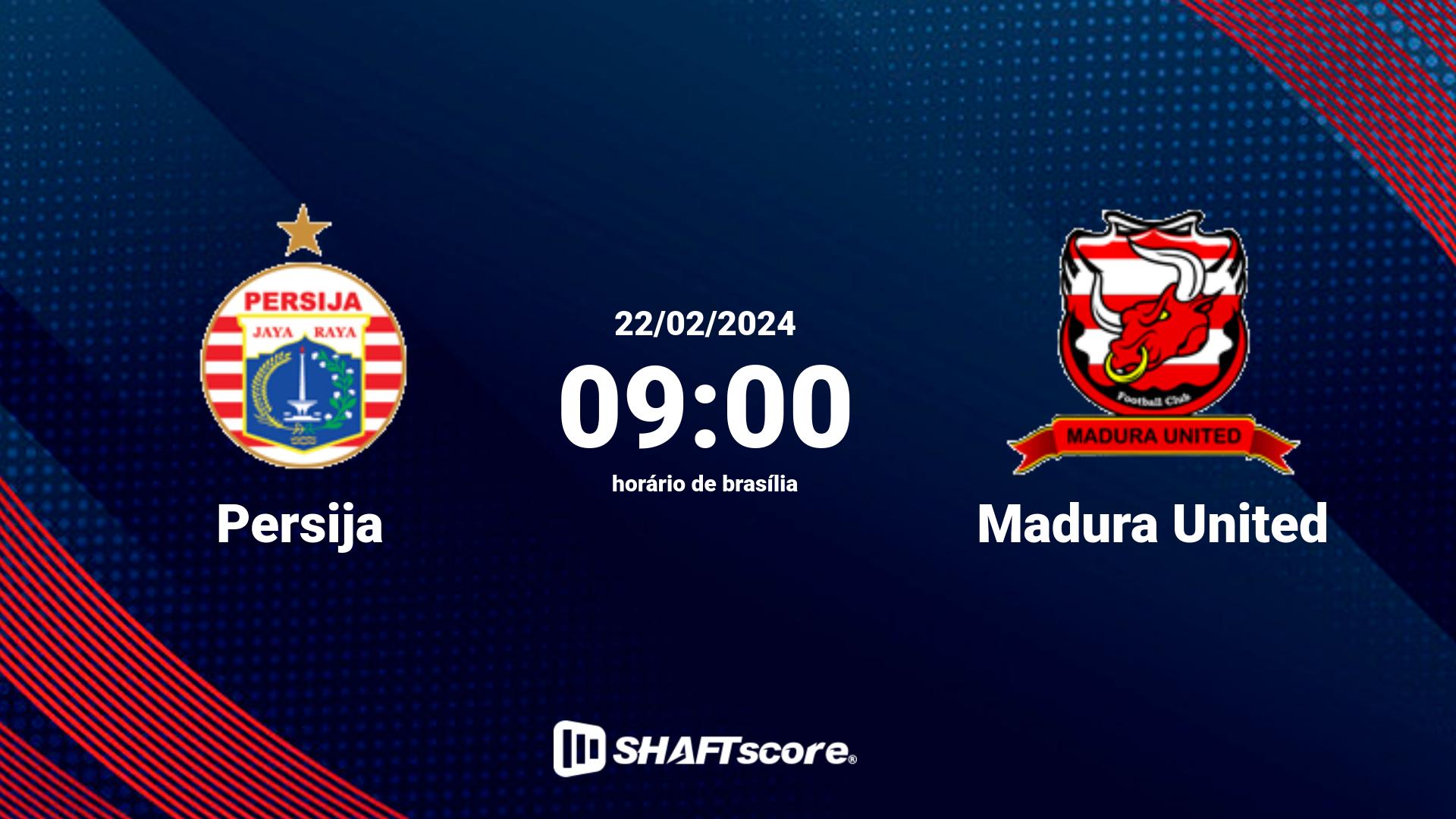 Estatísticas do jogo Persija vs Madura United 22.02 09:00