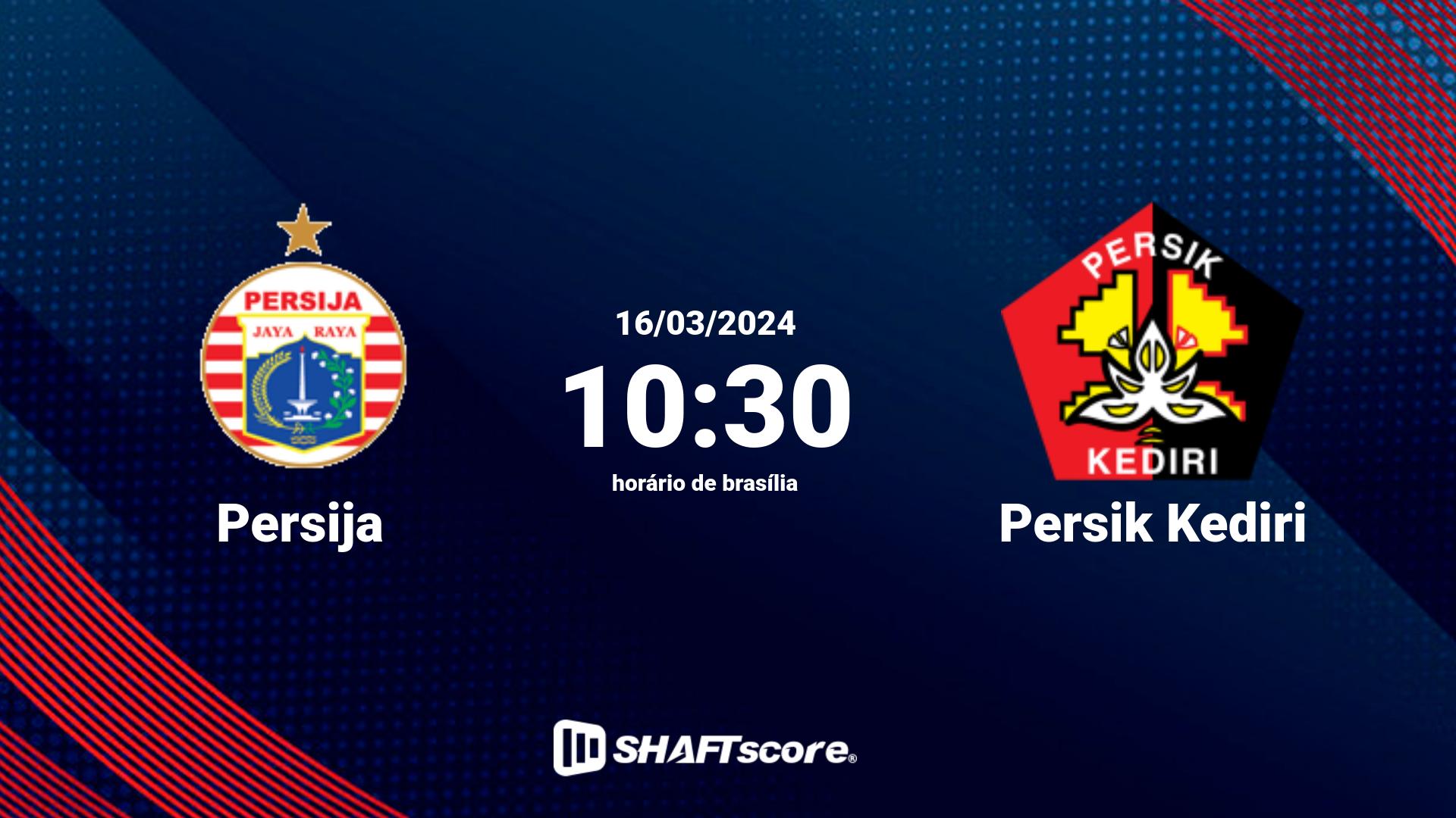 Estatísticas do jogo Persija vs Persik Kediri 16.03 10:30