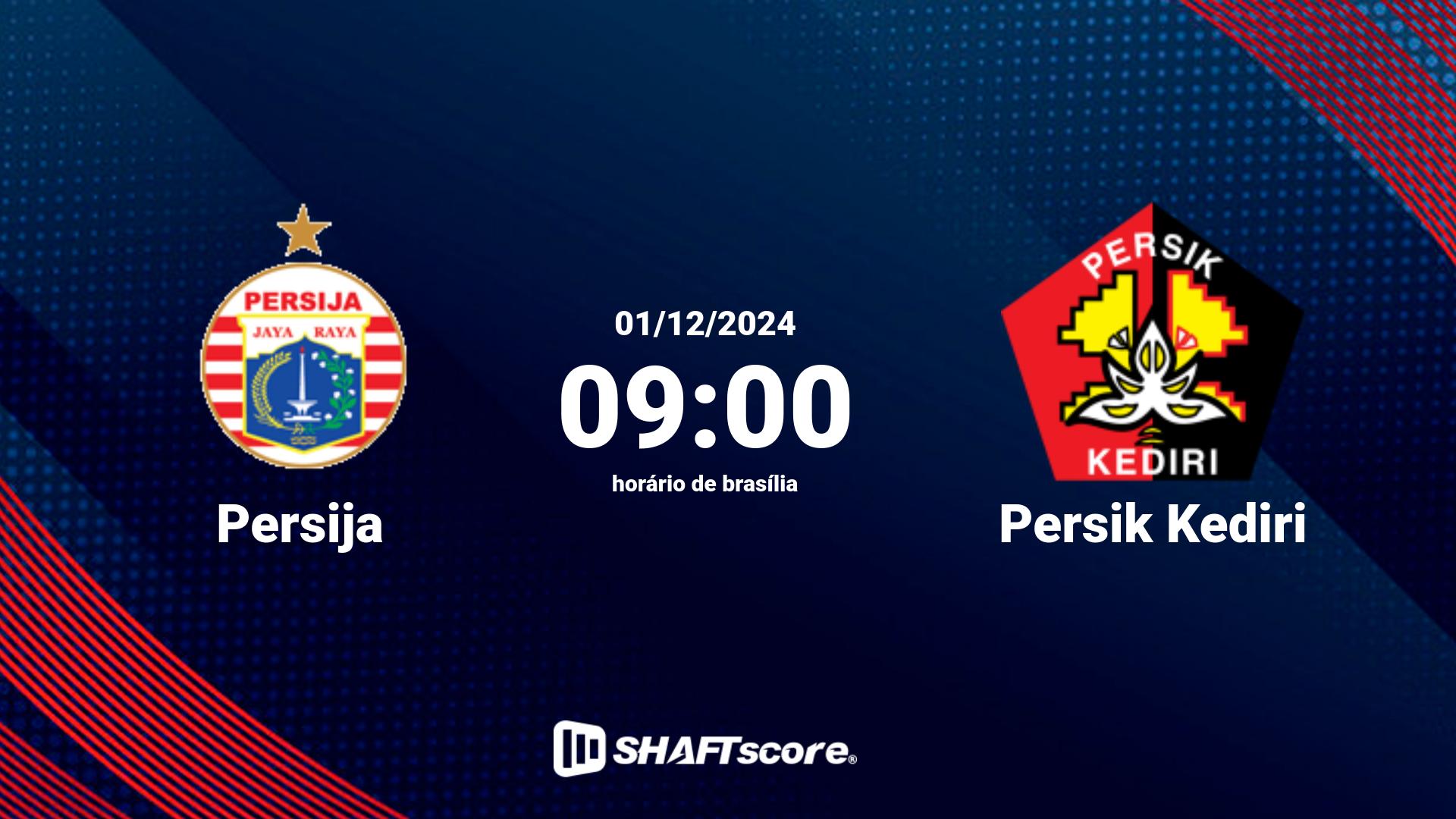 Estatísticas do jogo Persija vs Persik Kediri 01.12 09:00