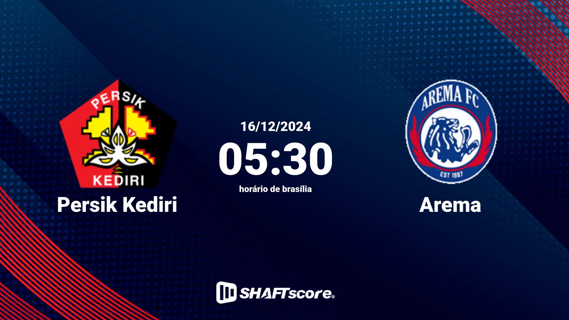 Estatísticas do jogo Persik Kediri vs Arema 16.12 05:30