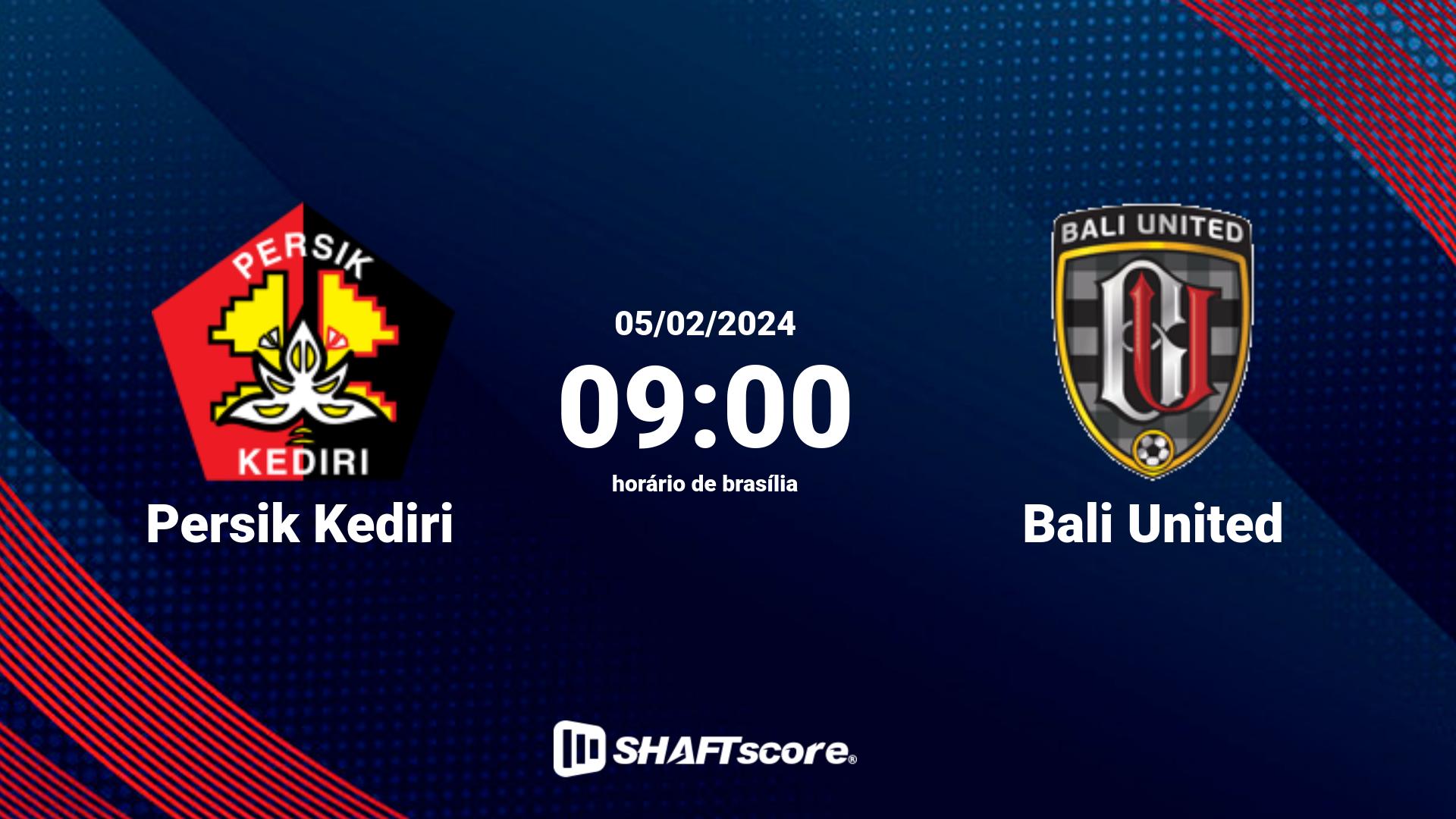 Estatísticas do jogo Persik Kediri vs Bali United 05.02 09:00