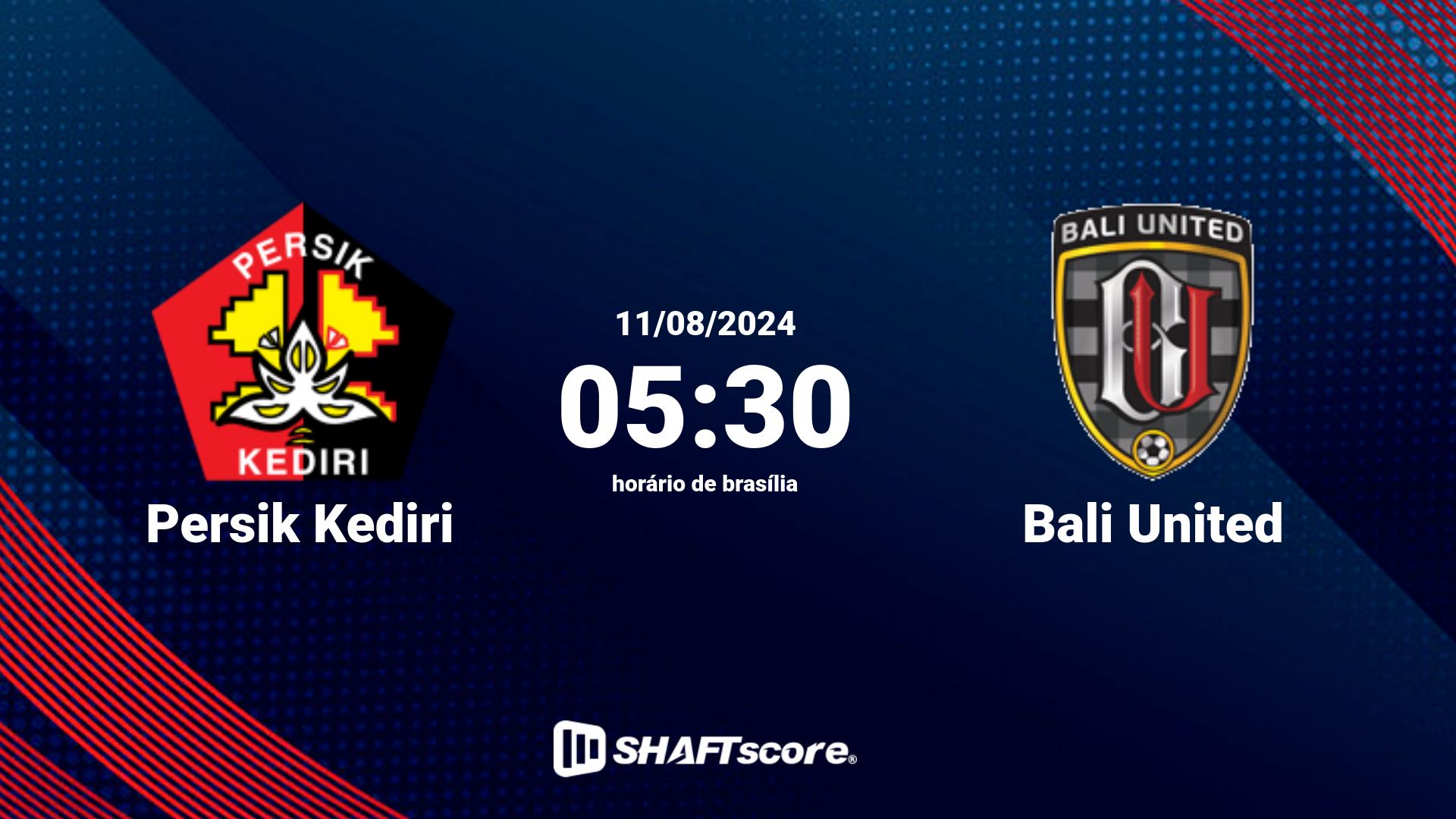 Estatísticas do jogo Persik Kediri vs Bali United 11.08 05:30