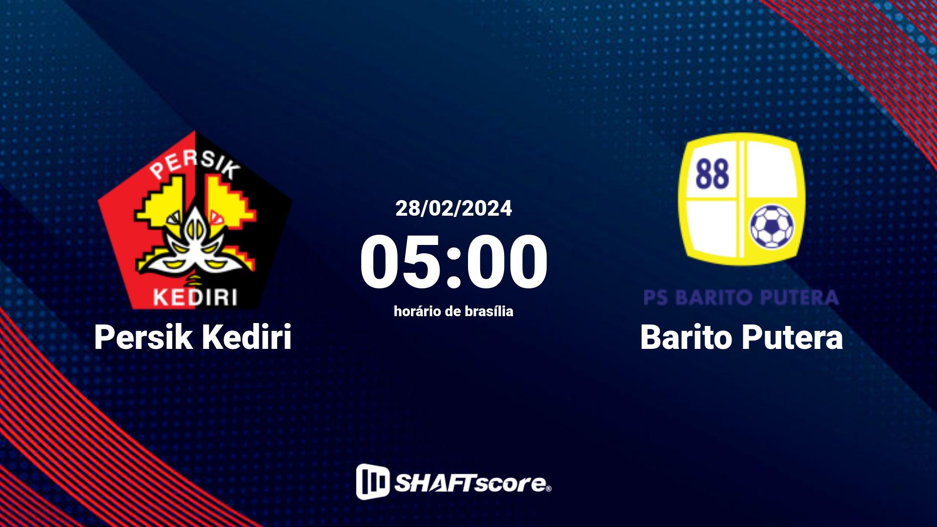 Estatísticas do jogo Persik Kediri vs Barito Putera 28.02 05:00