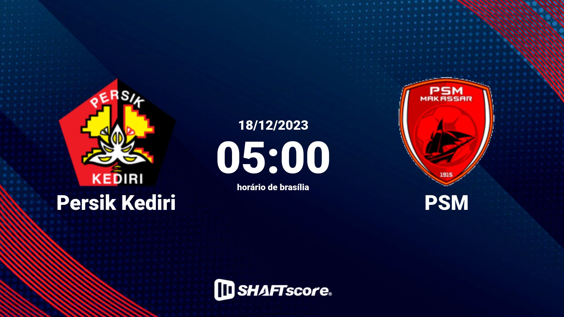 Estatísticas do jogo Persik Kediri vs PSM 18.12 05:00