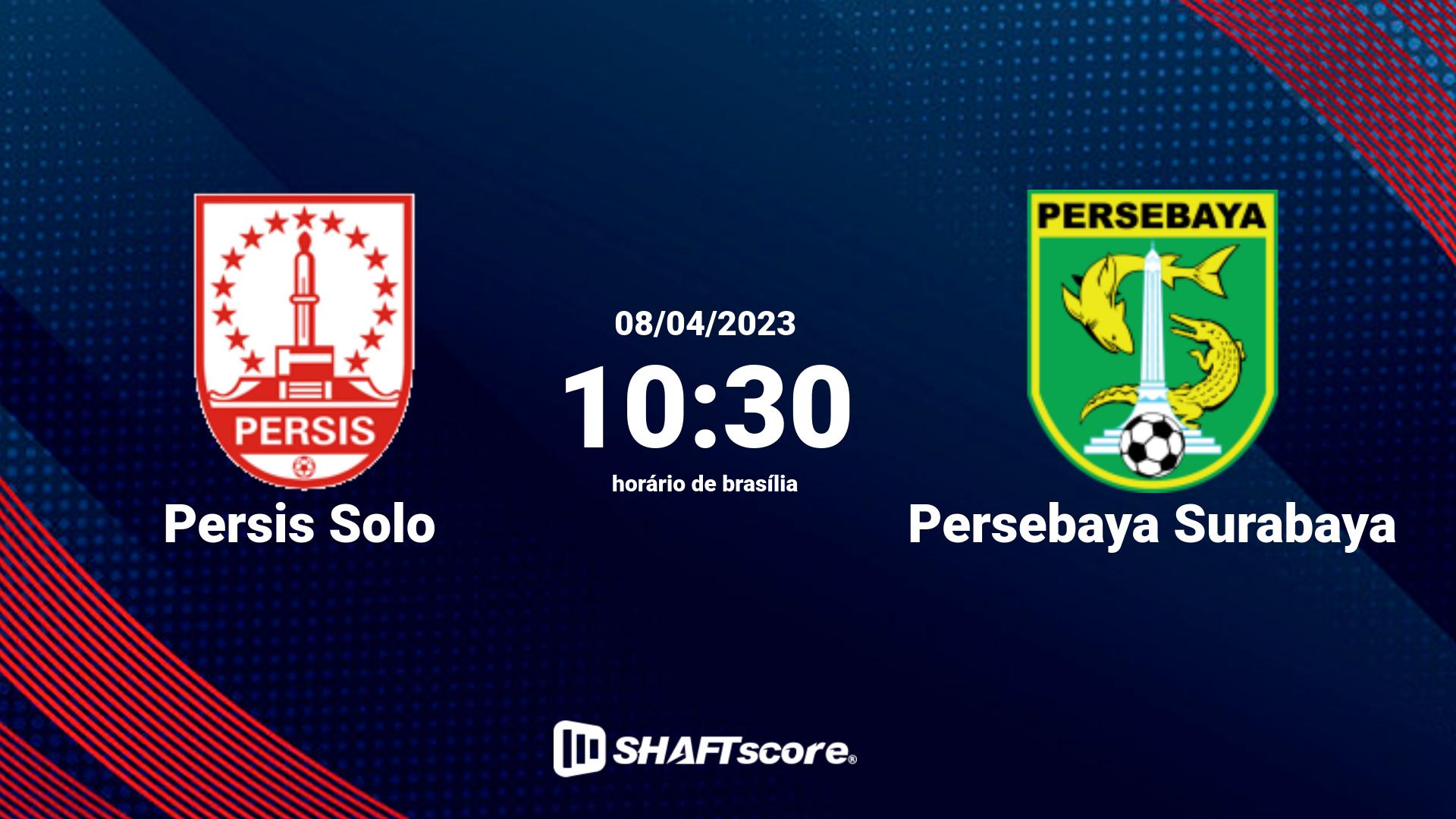 Estatísticas do jogo Persis Solo vs Persebaya Surabaya 08.04 10:30