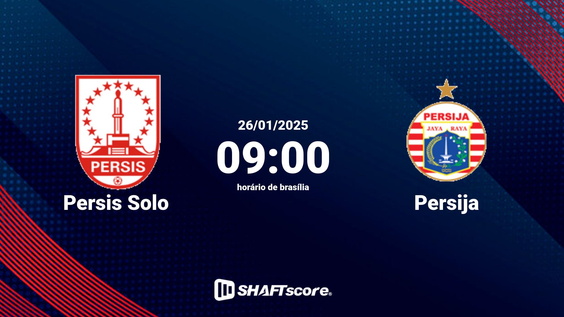 Estatísticas do jogo Persis Solo vs Persija 26.01 09:00