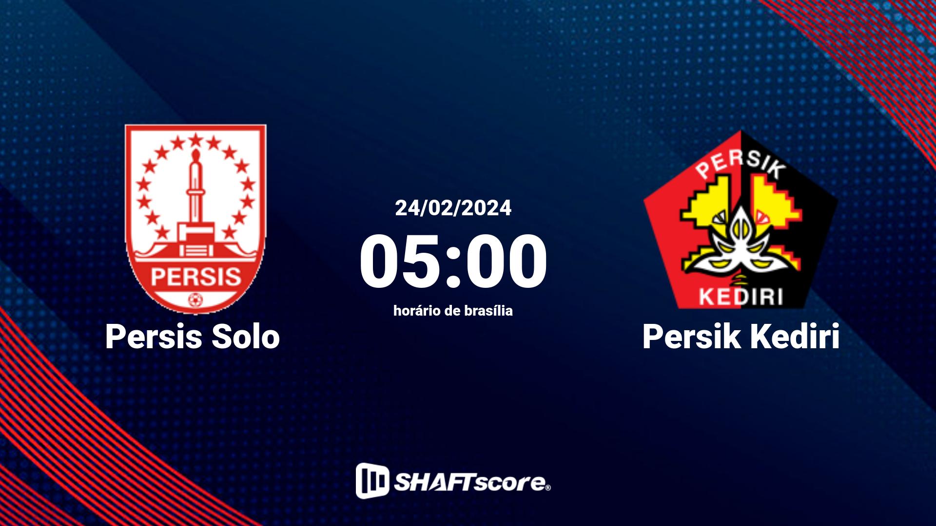 Estatísticas do jogo Persis Solo vs Persik Kediri 24.02 05:00