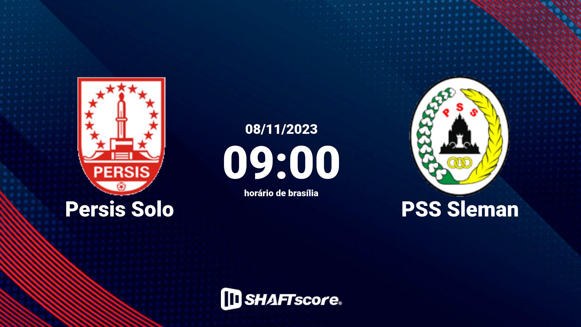 Estatísticas do jogo Persis Solo vs PSS Sleman 08.11 09:00