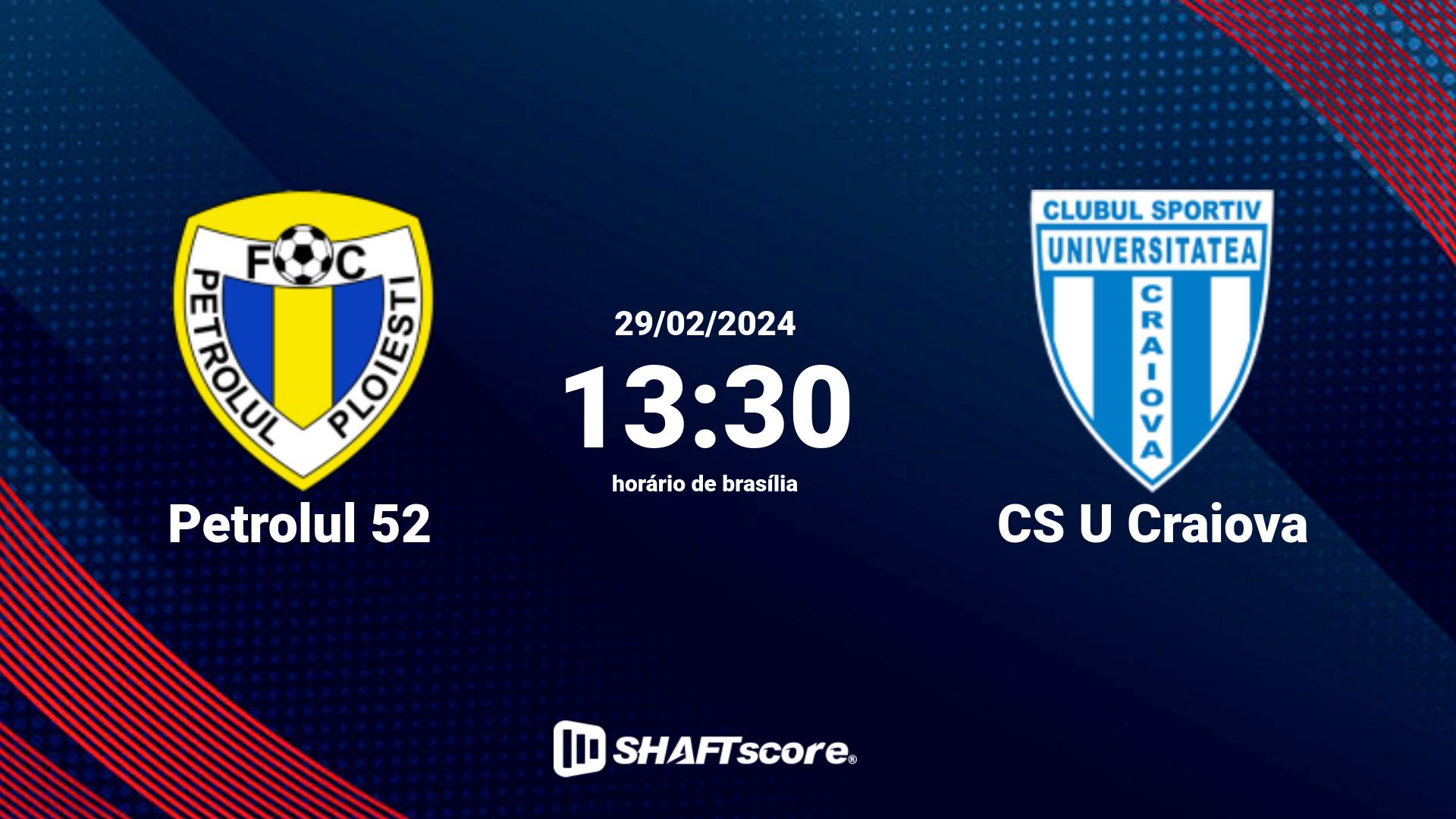 Estatísticas do jogo Petrolul 52 vs CS U Craiova 29.02 13:30