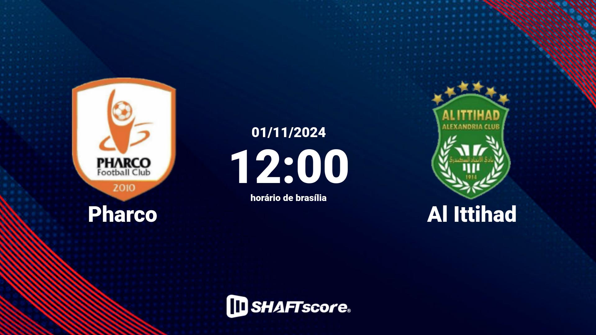 Estatísticas do jogo Pharco vs Al Ittihad 01.11 12:00