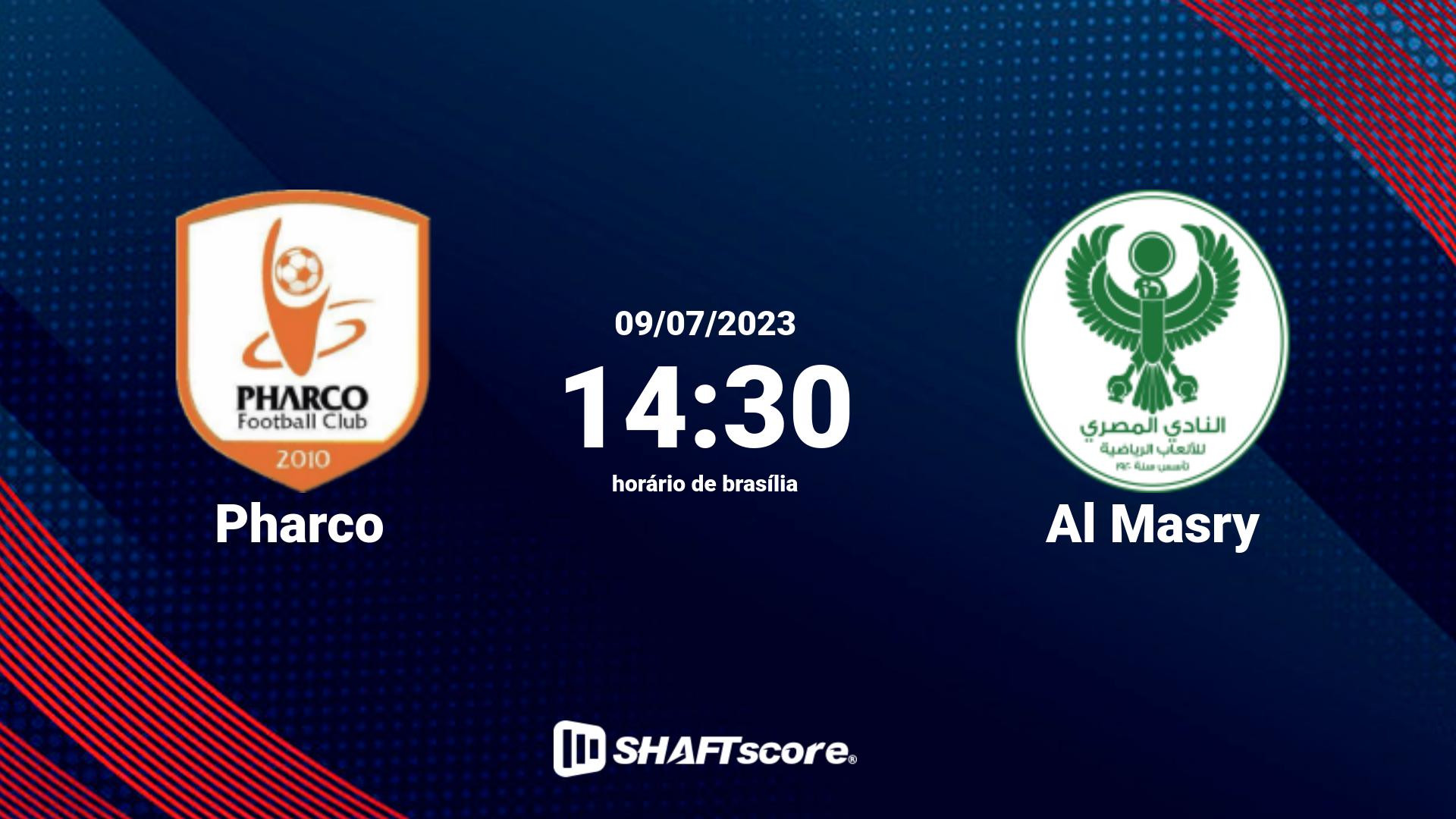 Estatísticas do jogo Pharco vs Al Masry 09.07 14:30