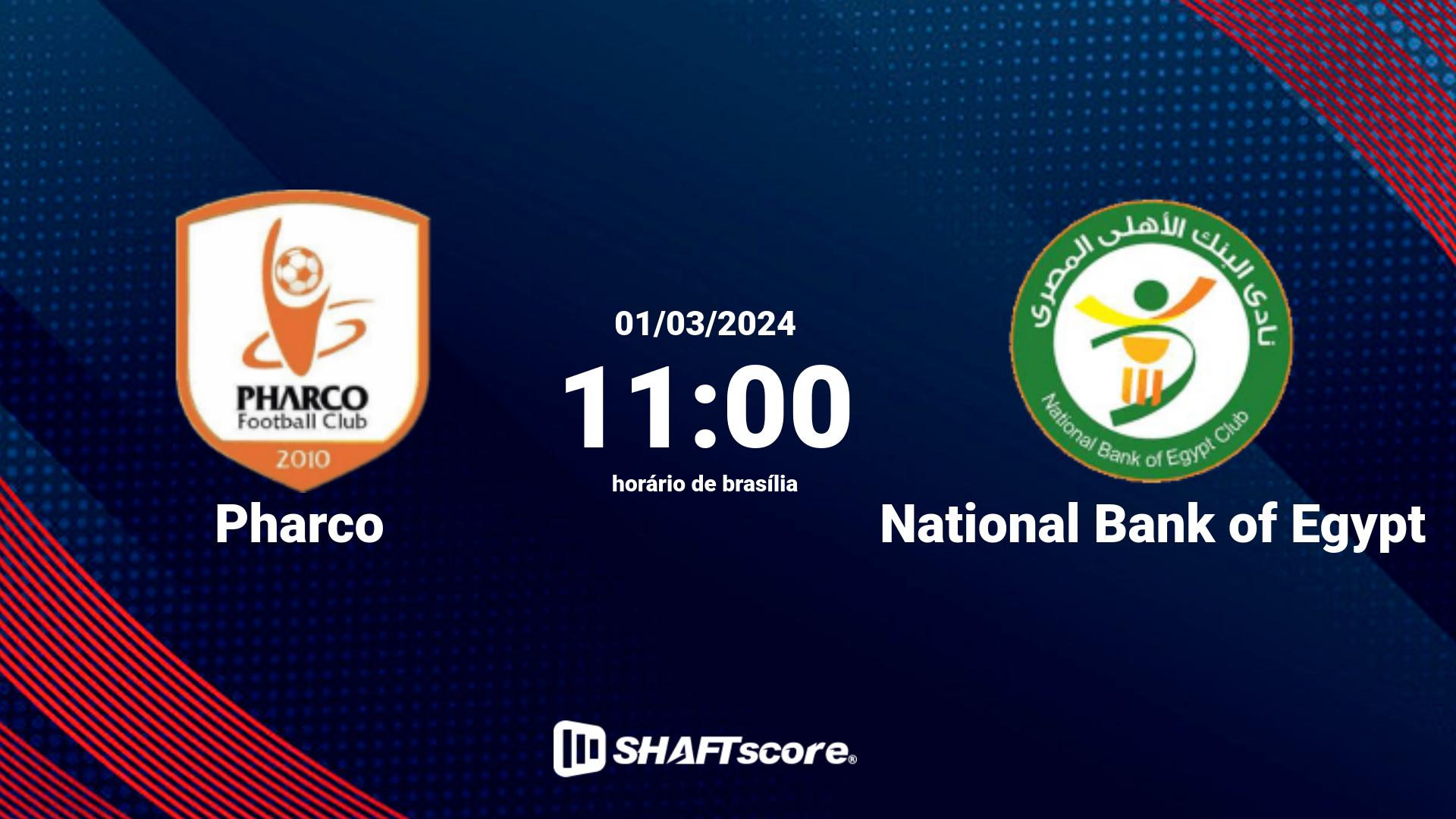 Estatísticas do jogo Pharco vs National Bank of Egypt 01.03 11:00
