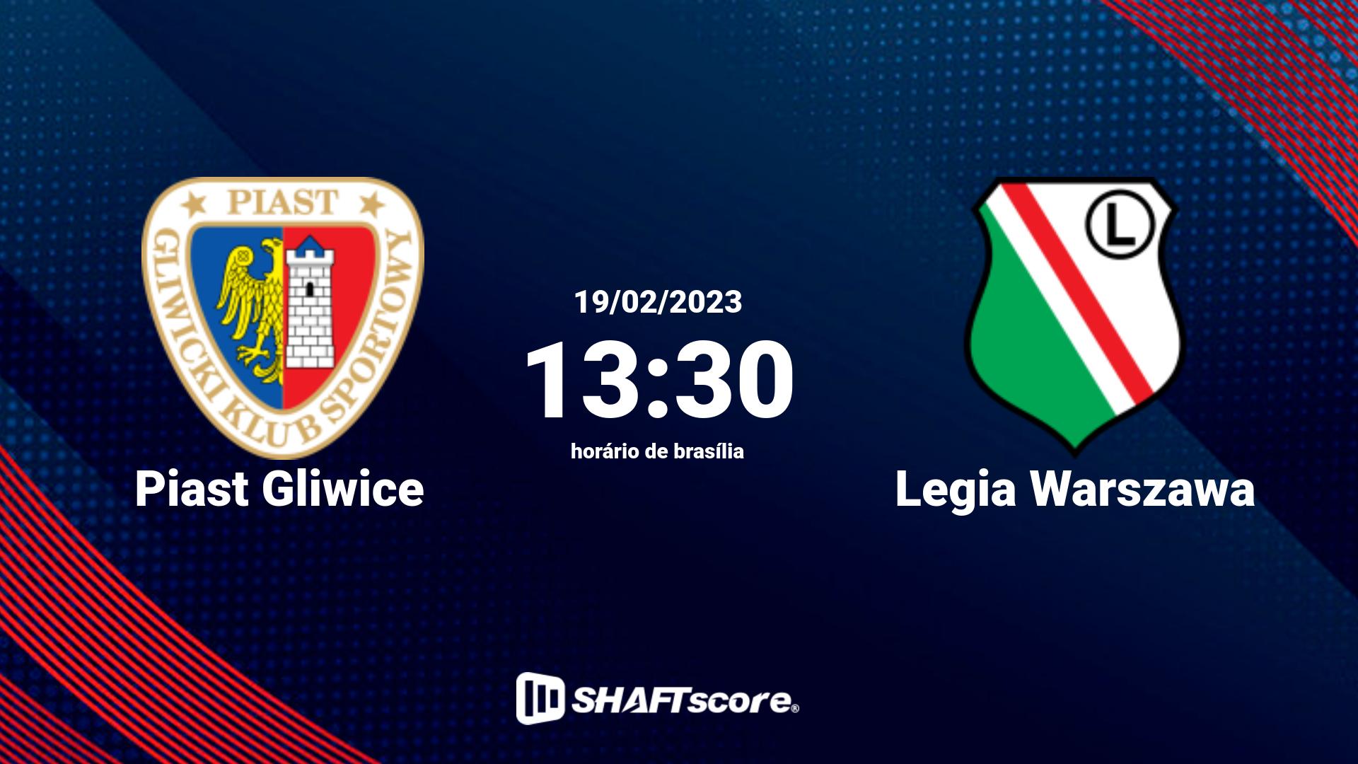 Estatísticas do jogo Piast Gliwice vs Legia Warszawa 19.02 13:30