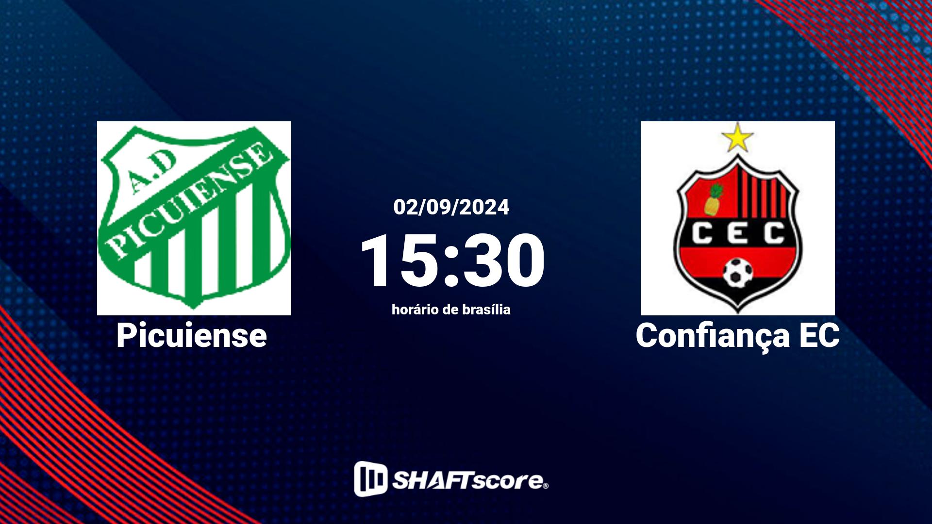 Estatísticas do jogo Picuiense vs Confiança EC 02.09 15:30