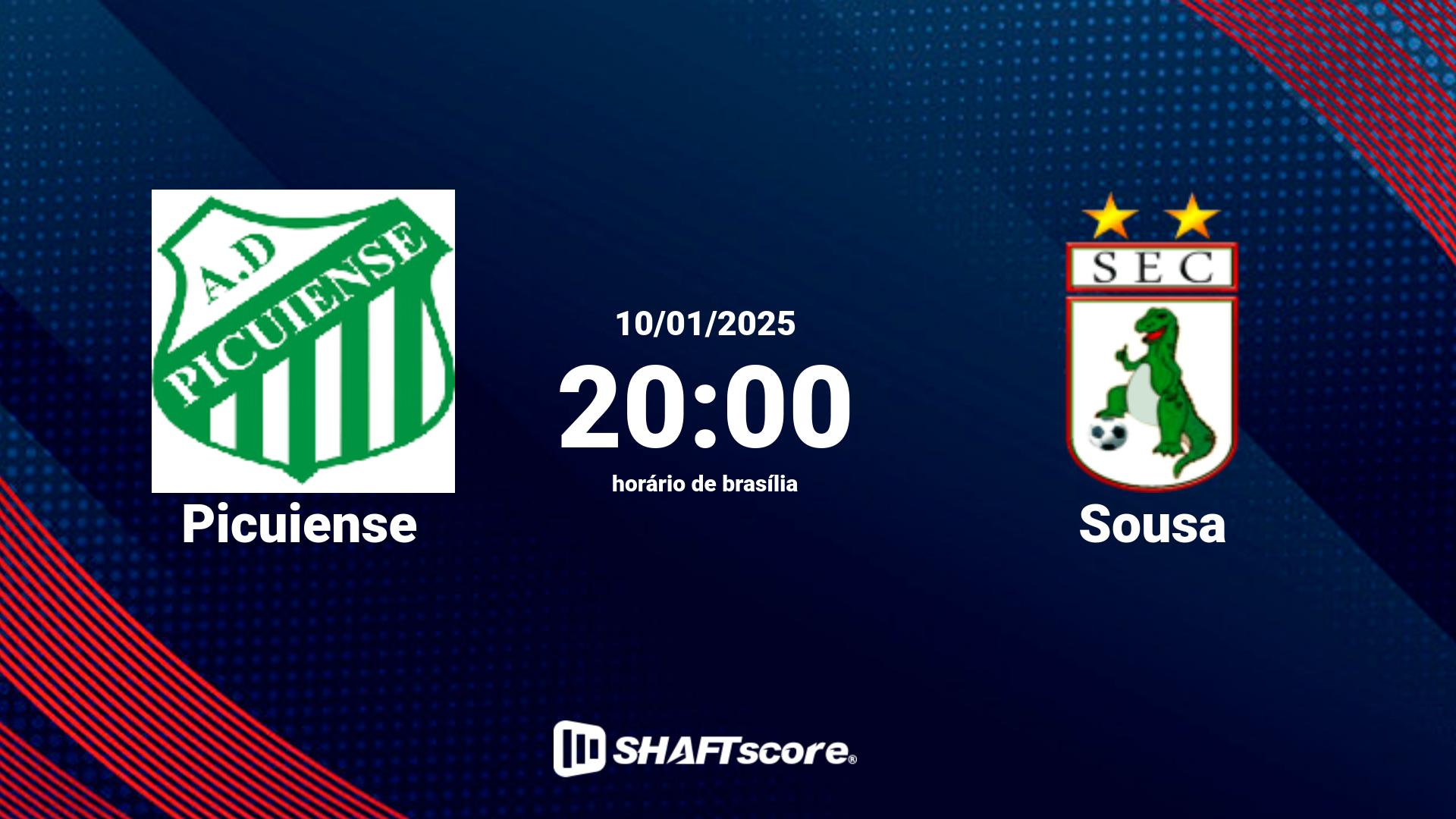 Estatísticas do jogo Picuiense vs Sousa 10.01 20:00