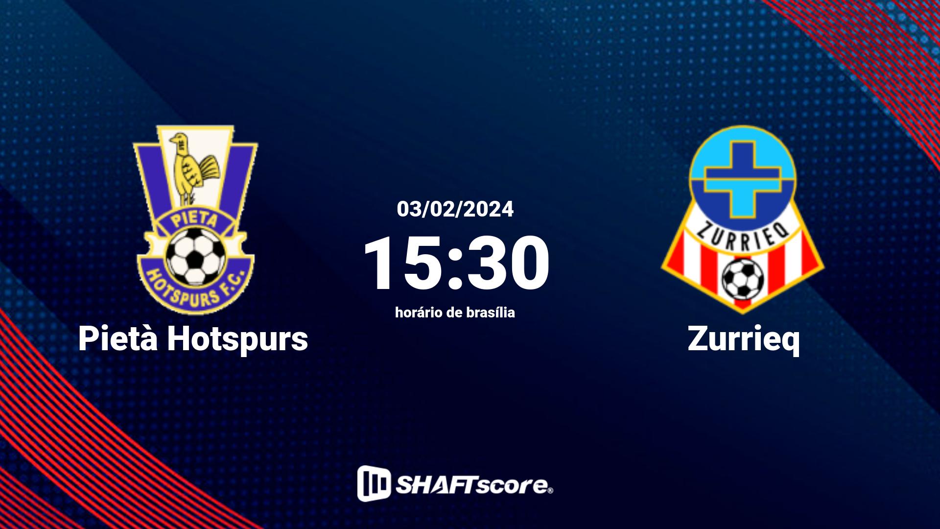 Estatísticas do jogo Pietà Hotspurs vs Zurrieq 03.02 15:30