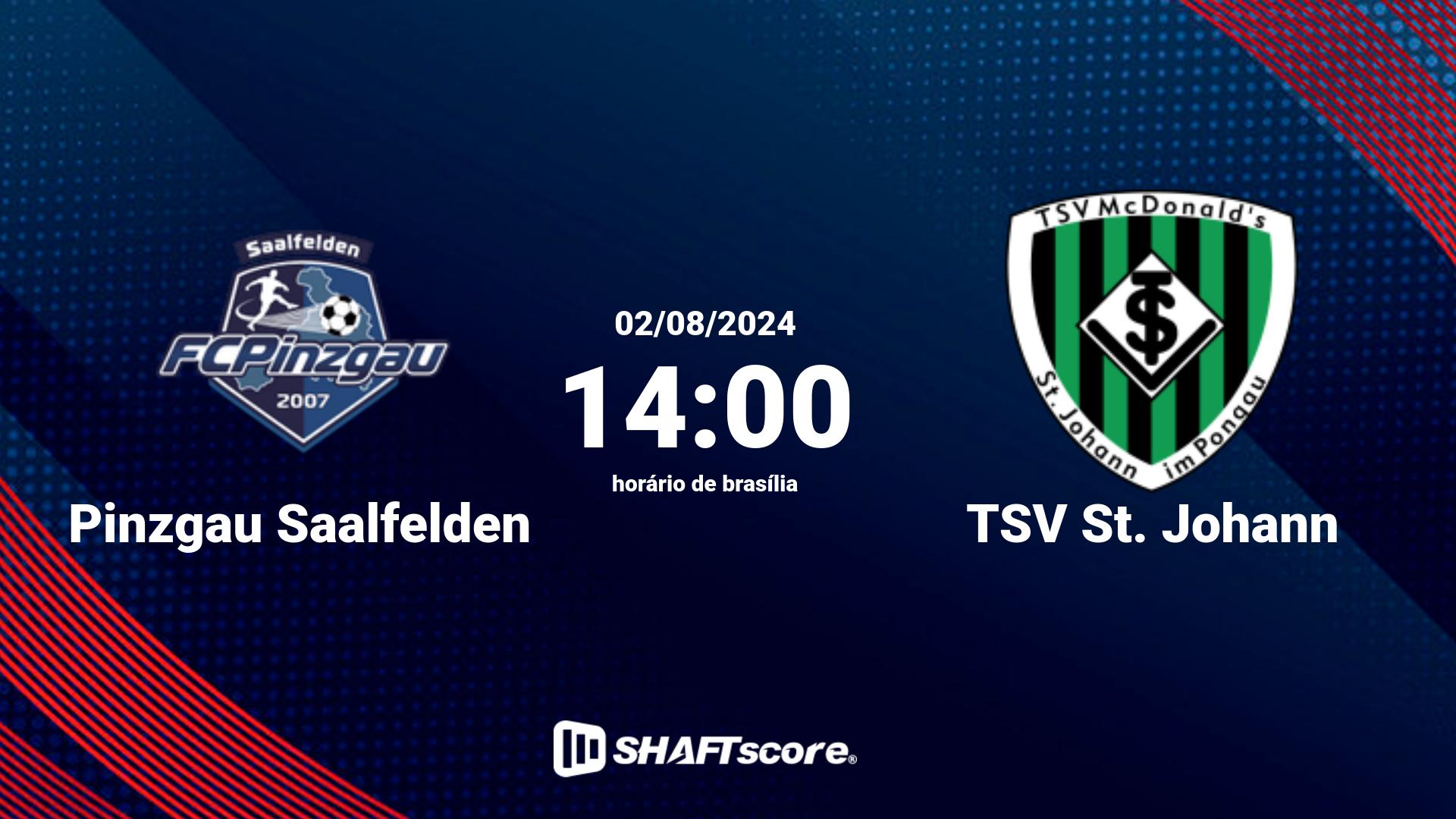 Estatísticas do jogo Pinzgau Saalfelden vs TSV St. Johann 02.08 14:00