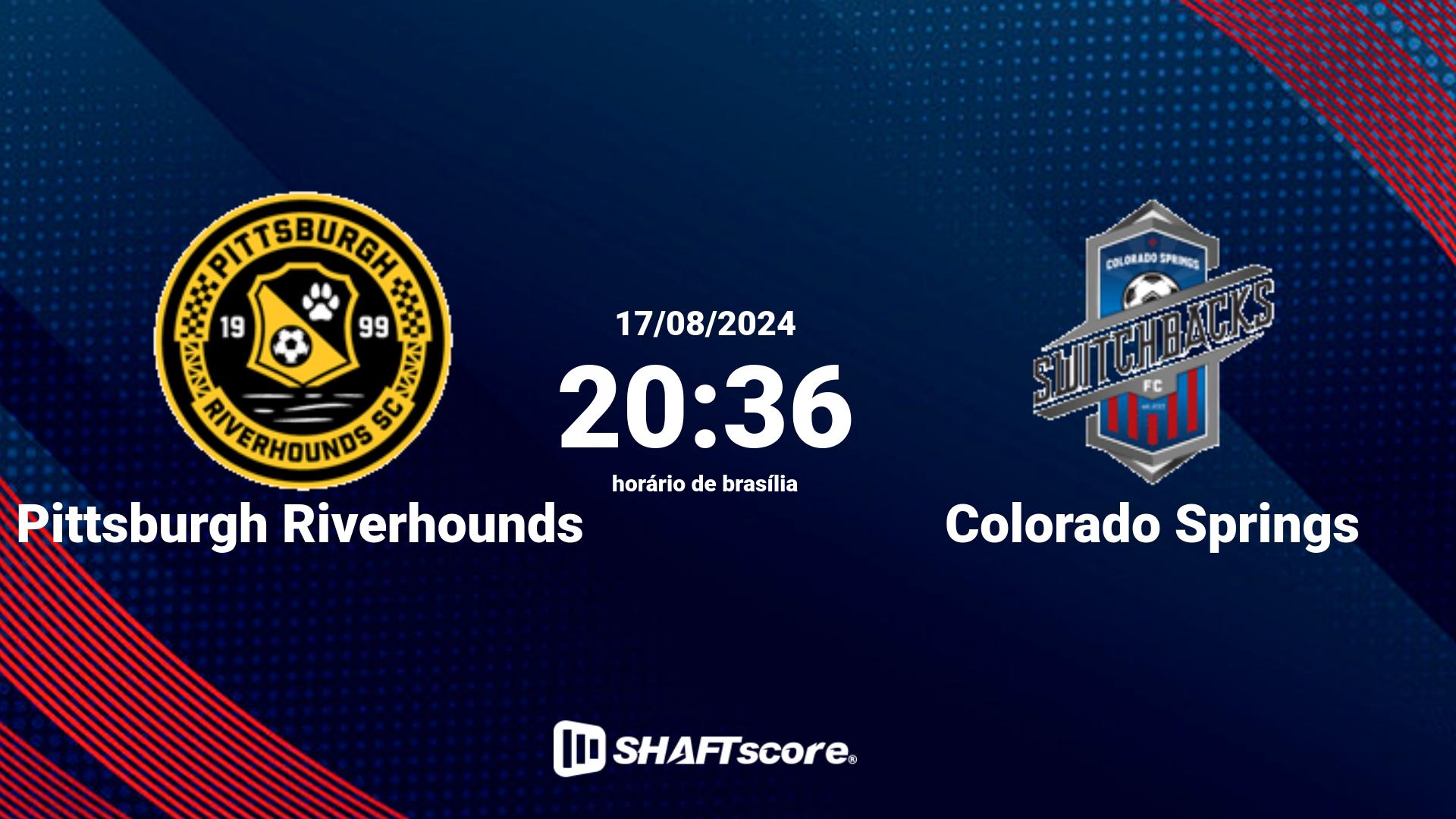 Estatísticas do jogo Pittsburgh Riverhounds vs Colorado Springs 17.08 20:36