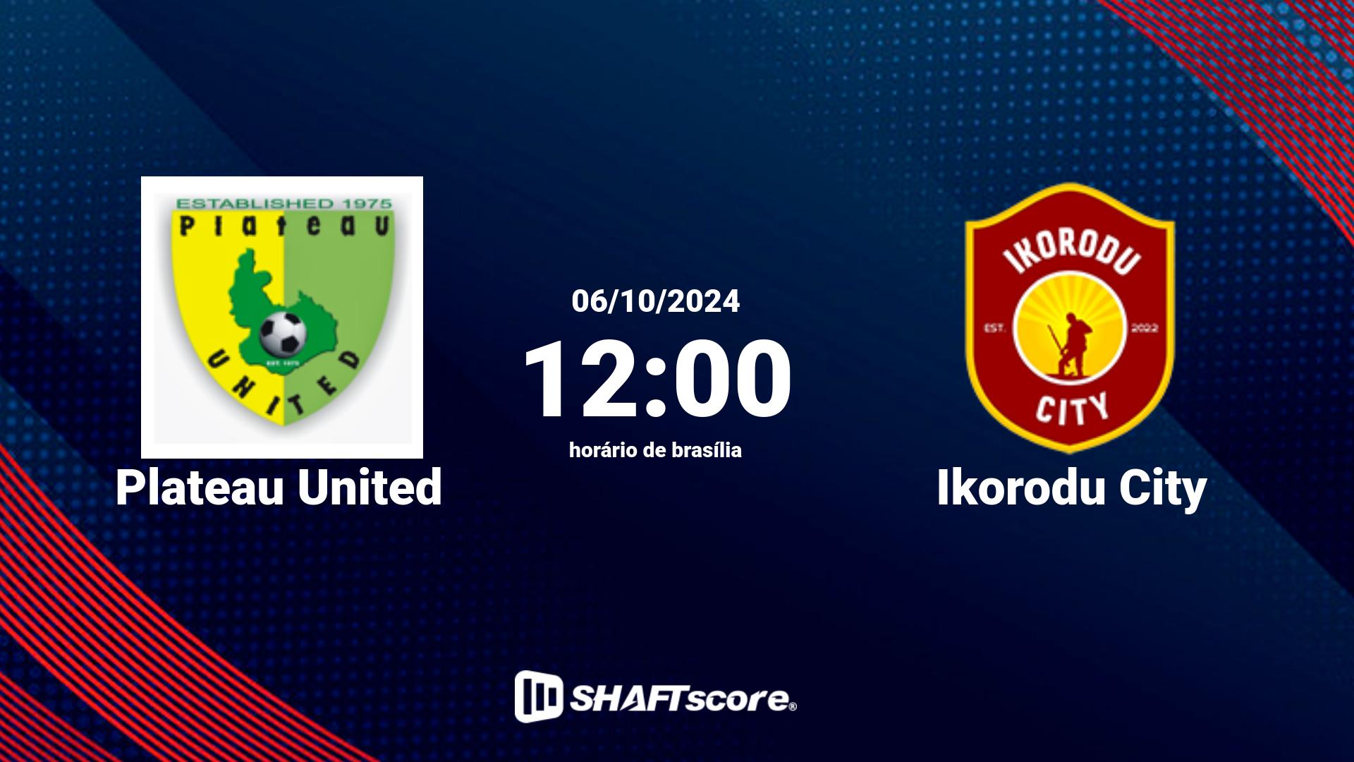 Estatísticas do jogo Plateau United vs Ikorodu City 06.10 12:00