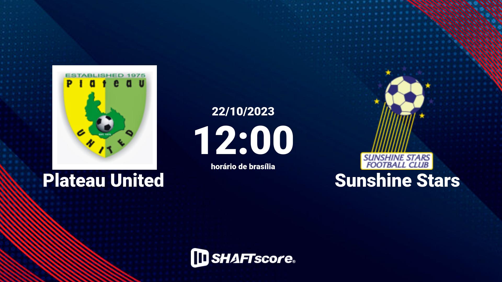 Estatísticas do jogo Plateau United vs Sunshine Stars 22.10 12:00