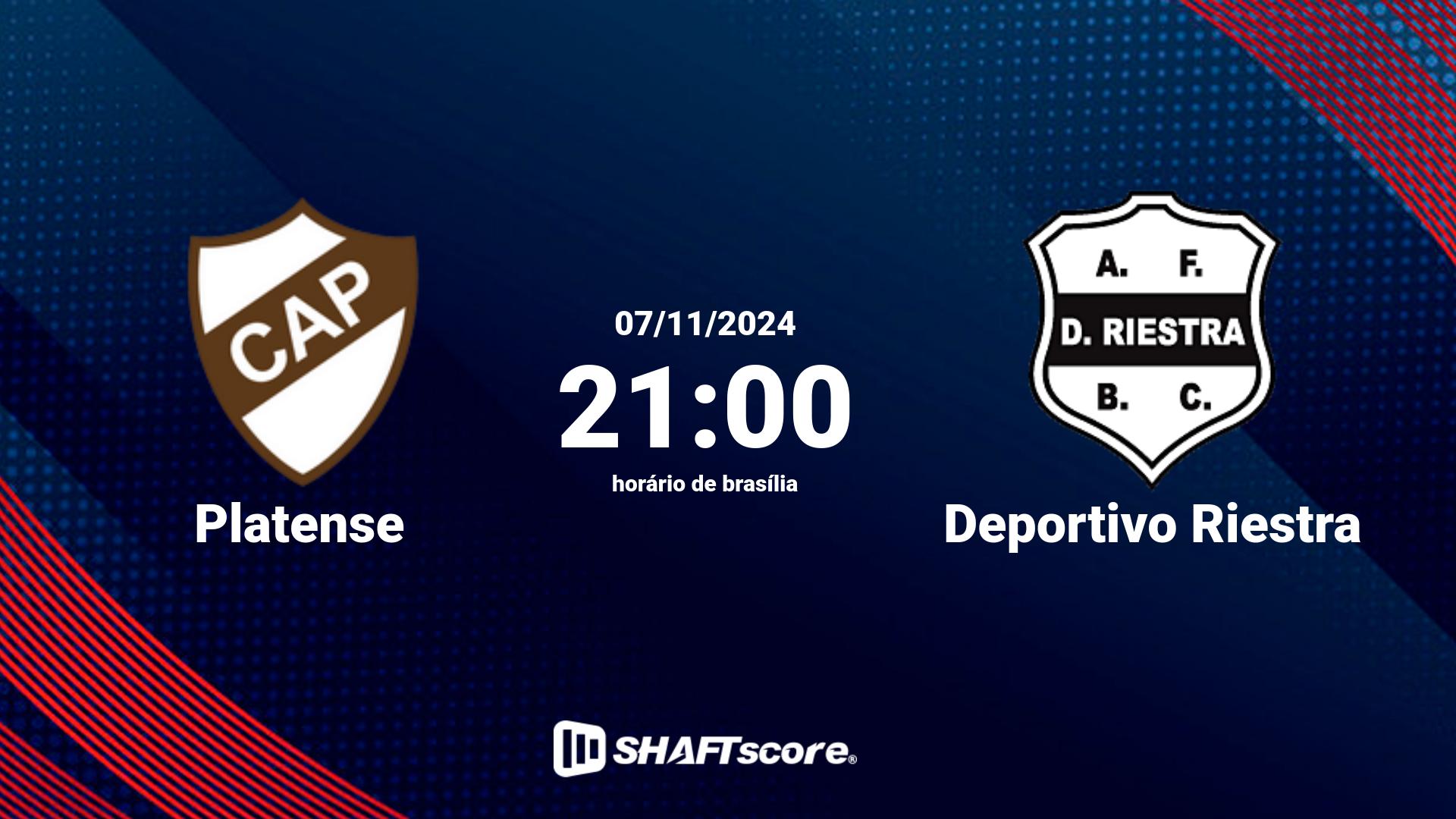 Estatísticas do jogo Platense vs Deportivo Riestra 07.11 21:00