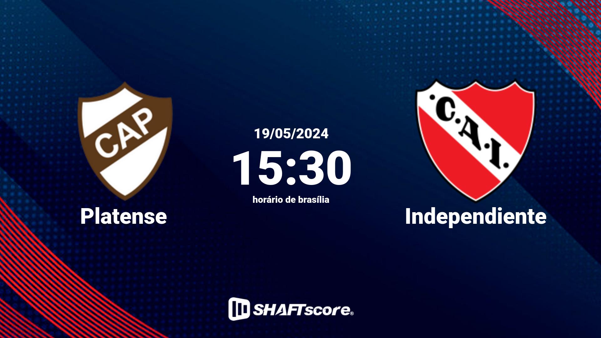 Estatísticas do jogo Platense vs Independiente 19.05 15:30