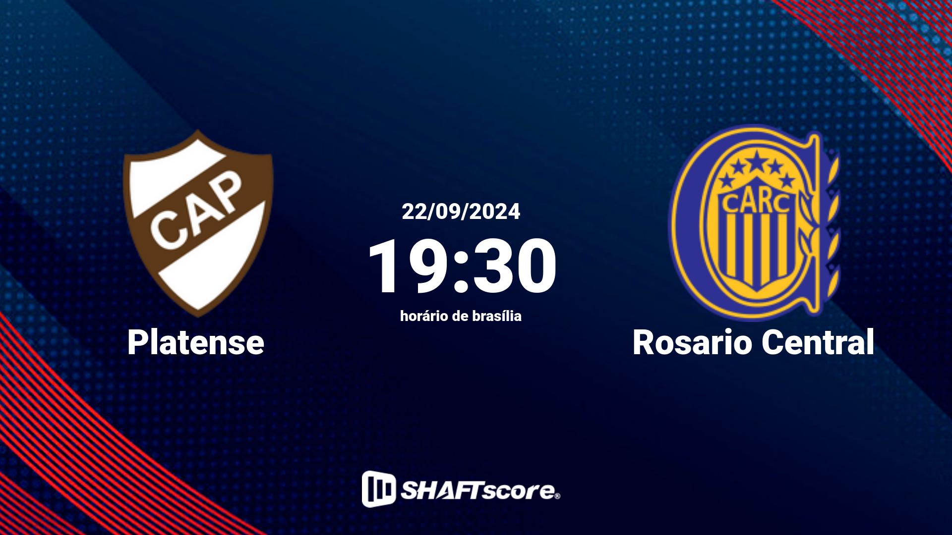 Estatísticas do jogo Platense vs Rosario Central 22.09 19:30