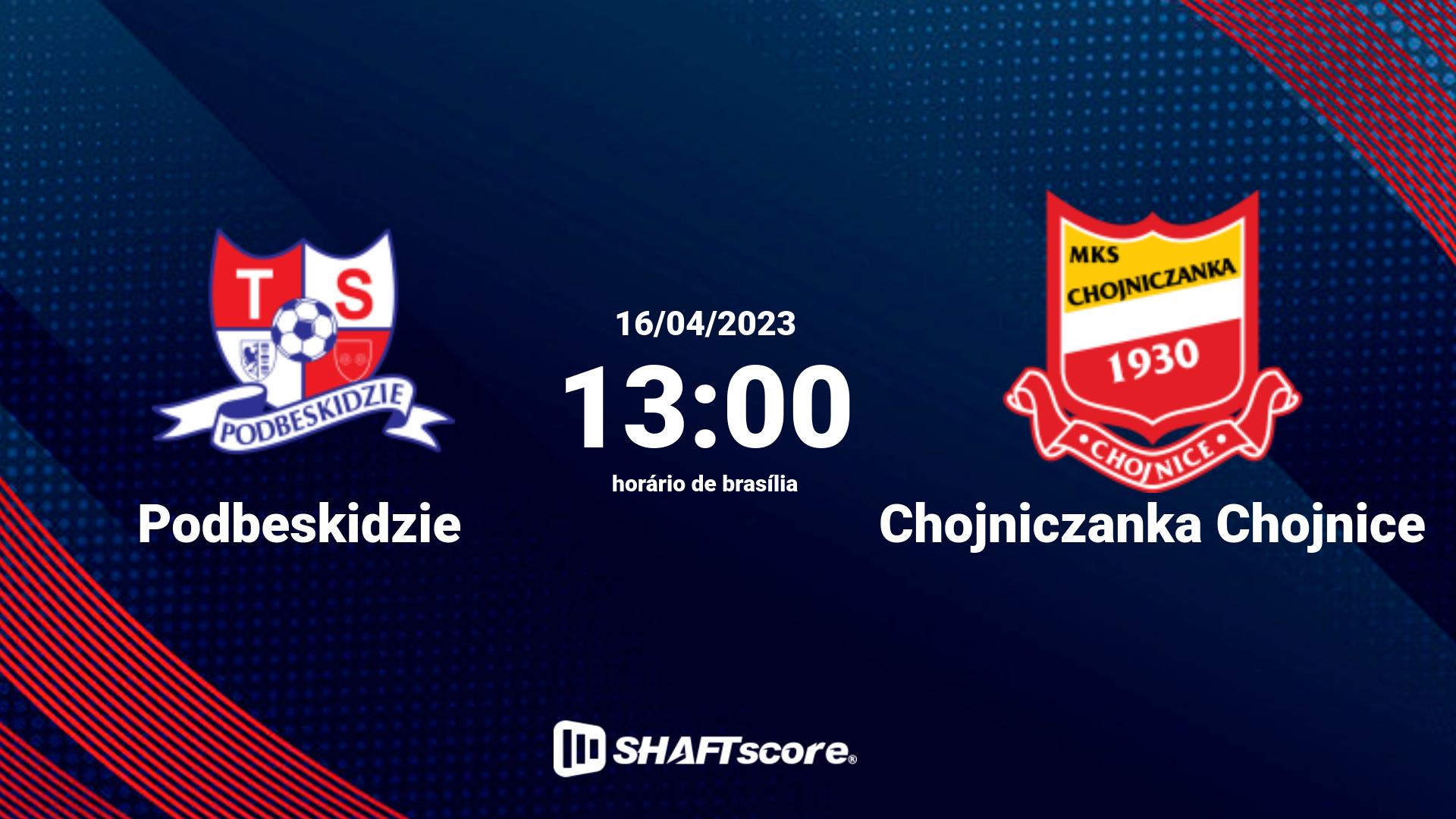 Estatísticas do jogo Podbeskidzie vs Chojniczanka Chojnice 16.04 13:00