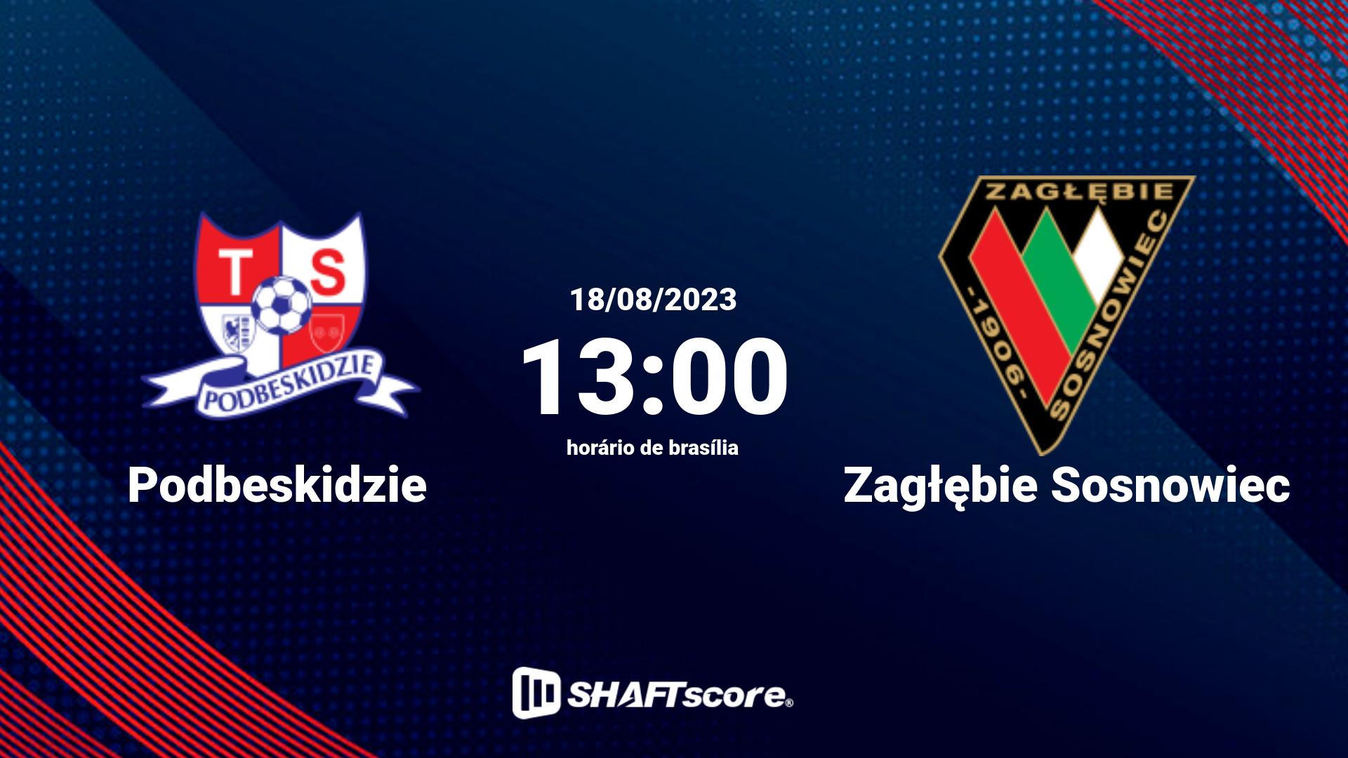 Estatísticas do jogo Podbeskidzie vs Zagłębie Sosnowiec 18.08 13:00