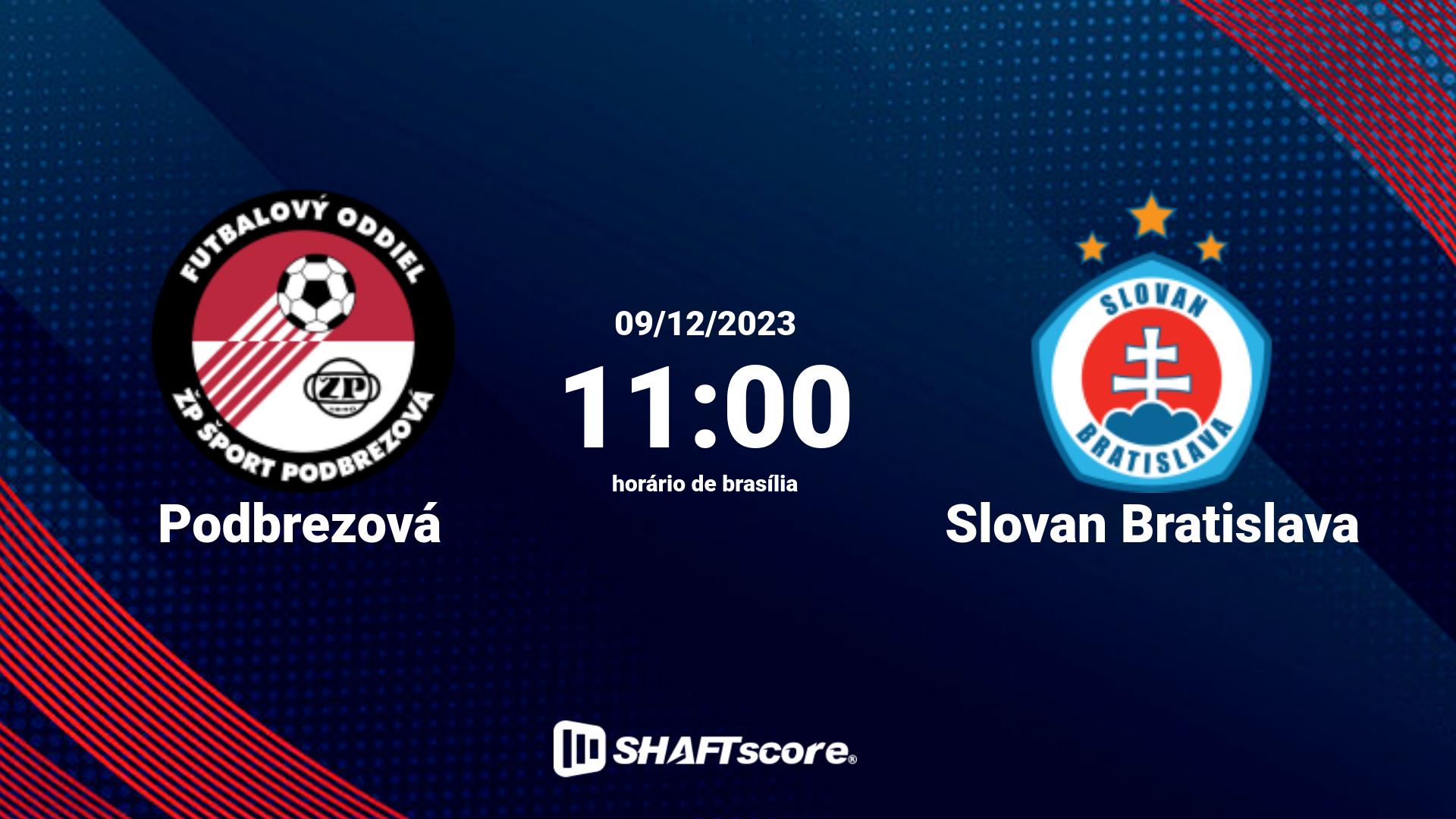 Estatísticas do jogo Podbrezová vs Slovan Bratislava 09.12 11:00