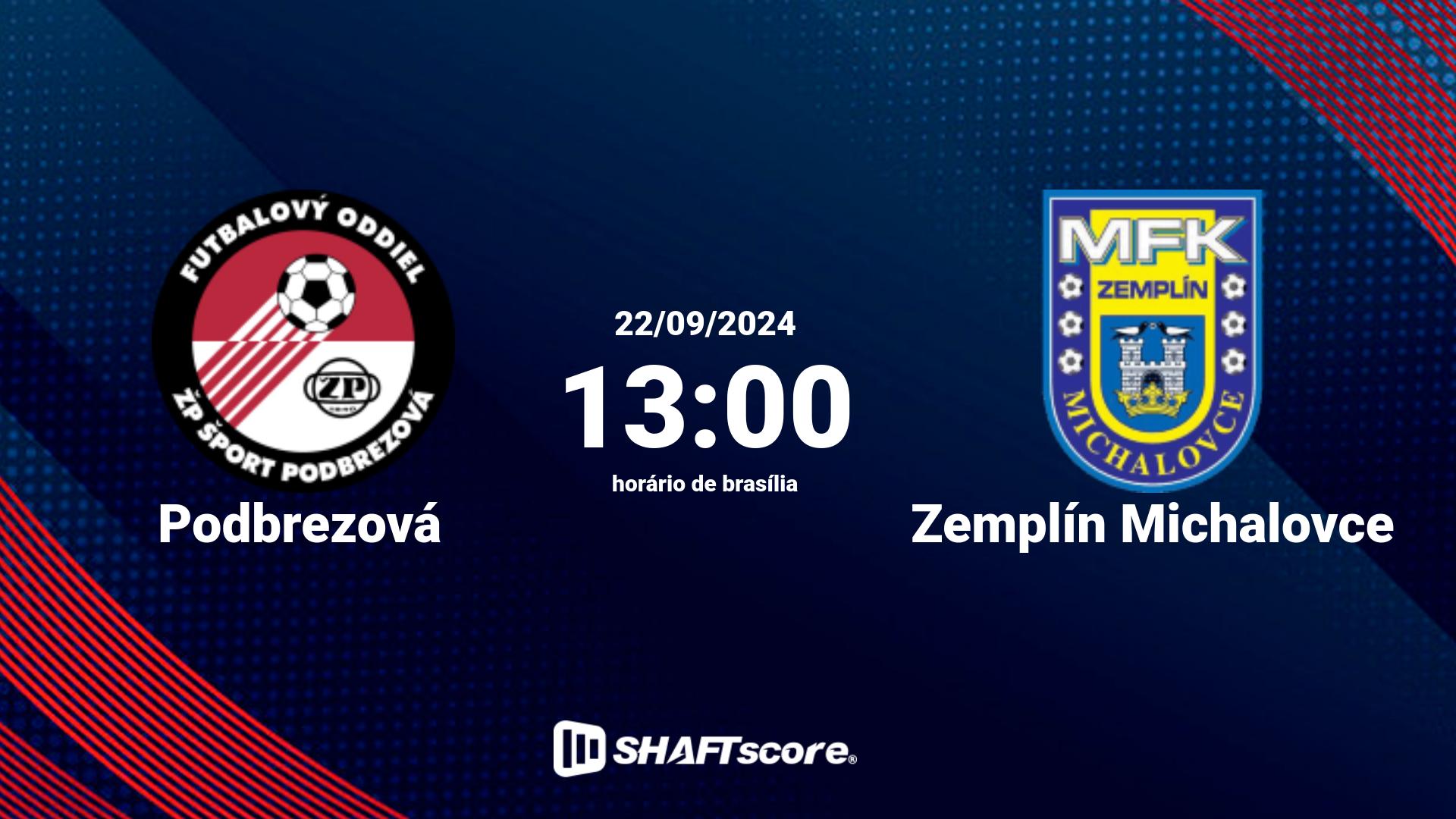 Estatísticas do jogo Podbrezová vs Zemplín Michalovce 22.09 13:00