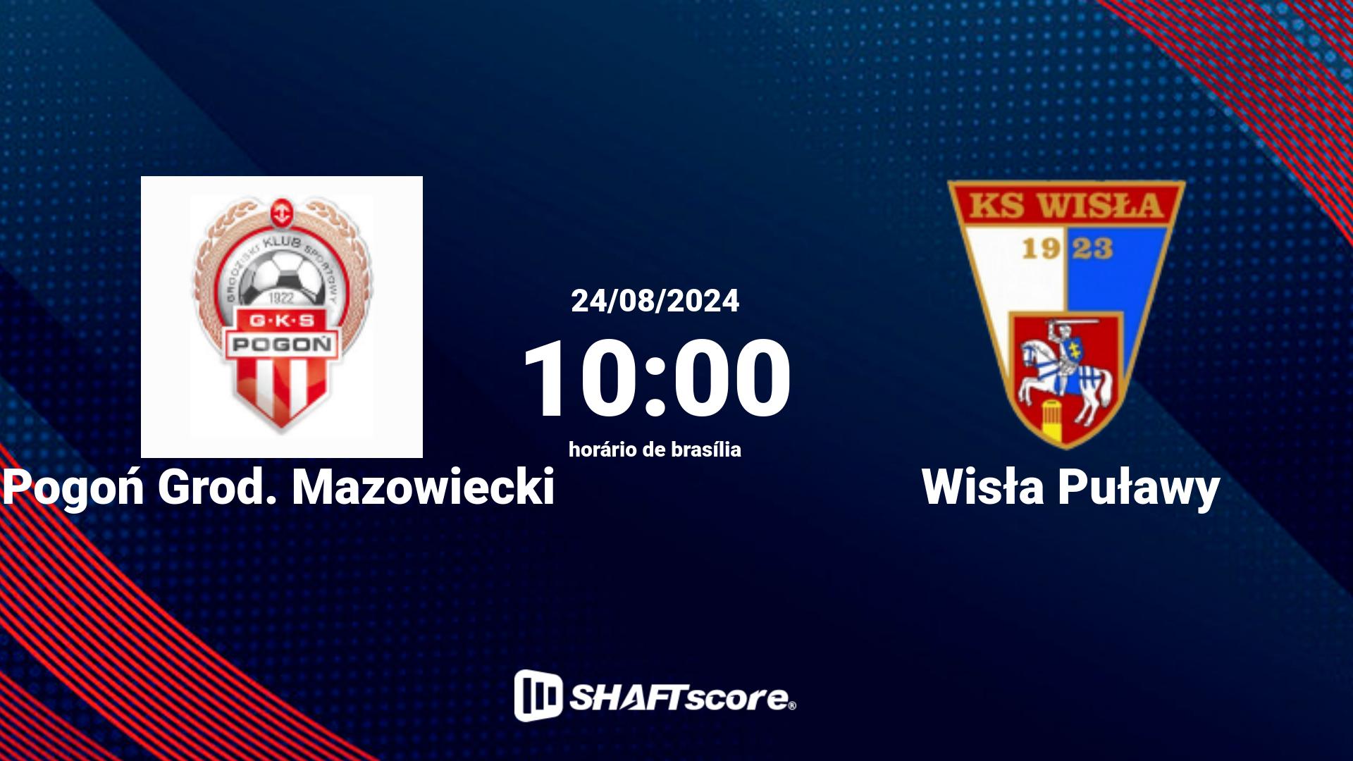 Estatísticas do jogo Pogoń Grod. Mazowiecki vs Wisła Puławy 24.08 10:00